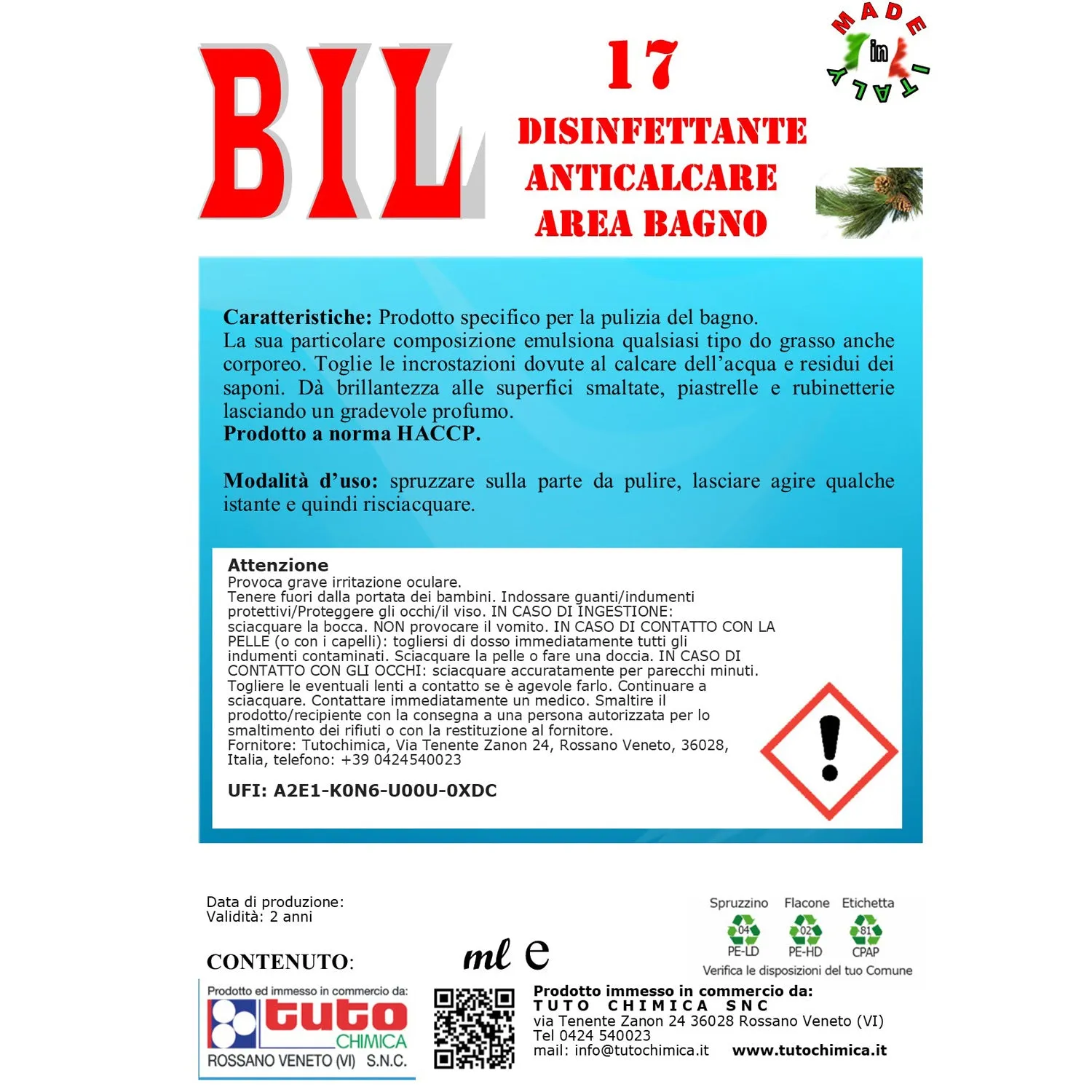 Tuto Chimica Bil 17 anticalcare bagno 500 ml rapido