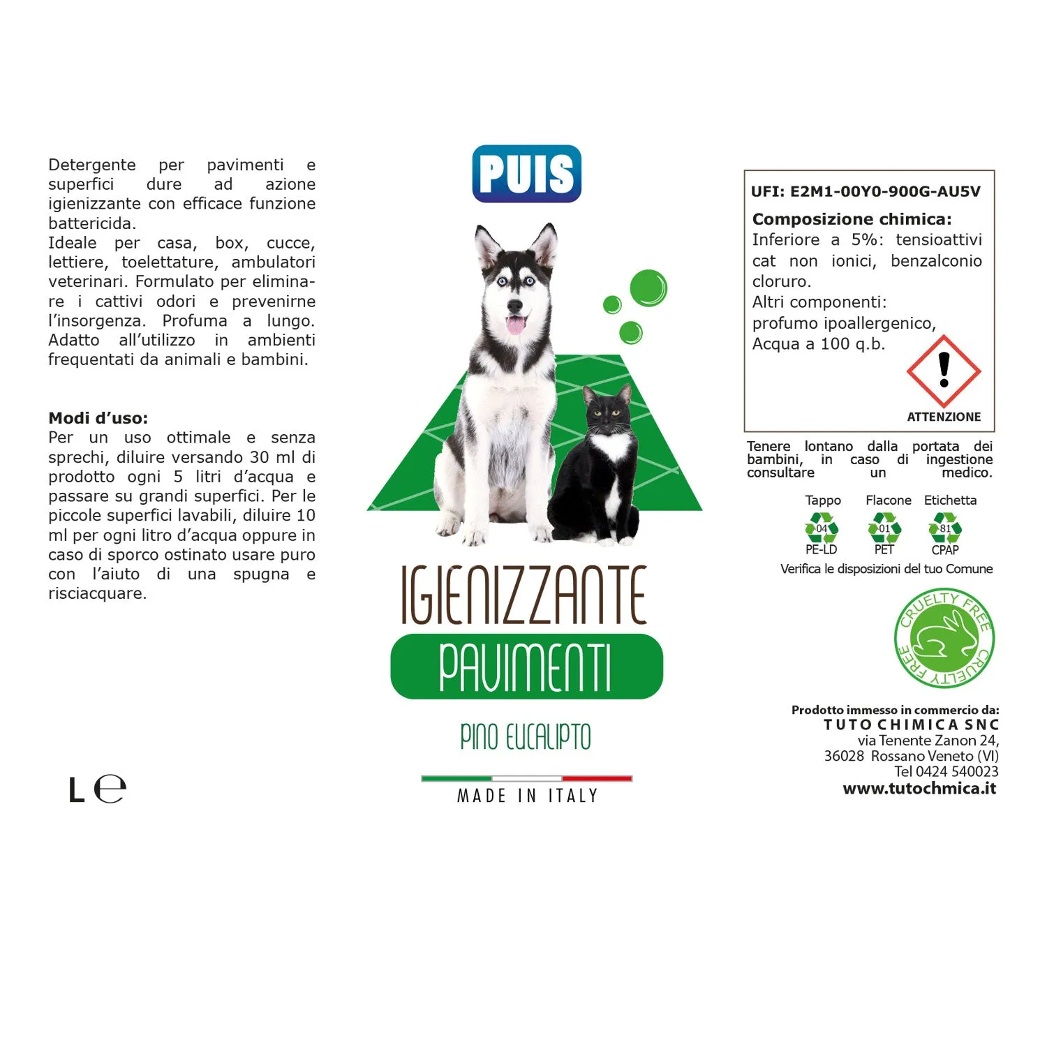 Tuto Chimica Puis detergente pavimenti igienizzante 500ml eucalipto