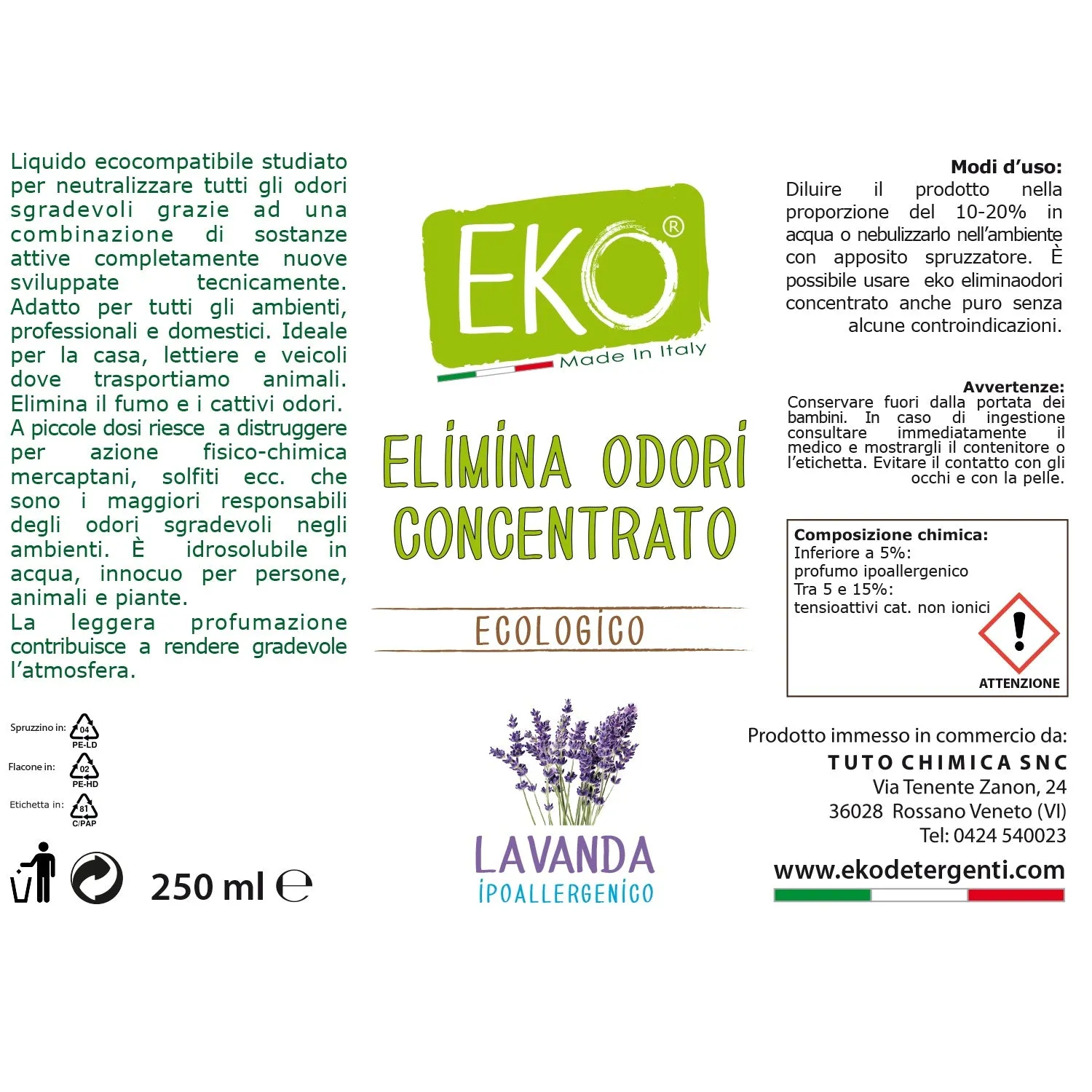 Tuto Chimica Eko elimina odori spray 250 ml lavanda neutralizzante