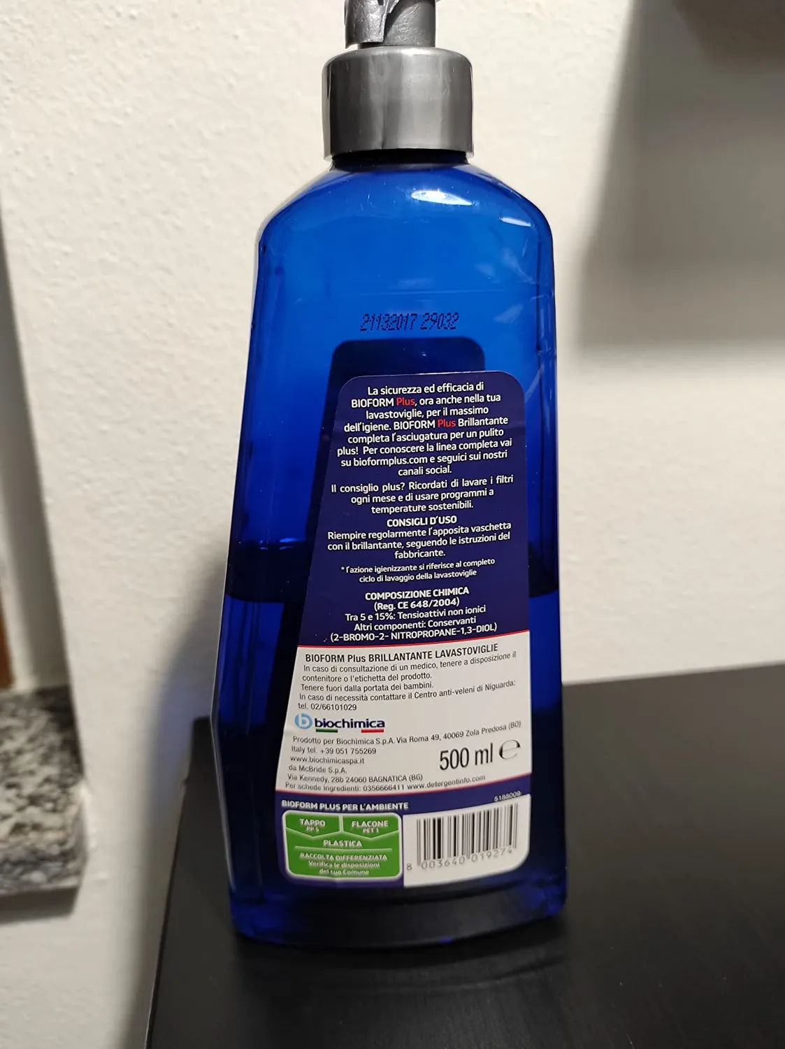 Bioform Plus brillantante lavastoviglie liquido igienizzante 500 ml