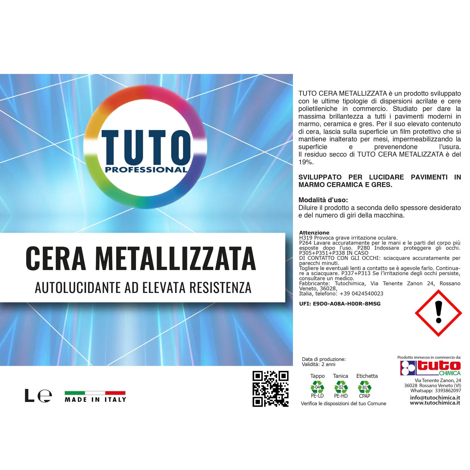 Tuto Chimica Cera Metallizzata cera pavimenti 1L brillante