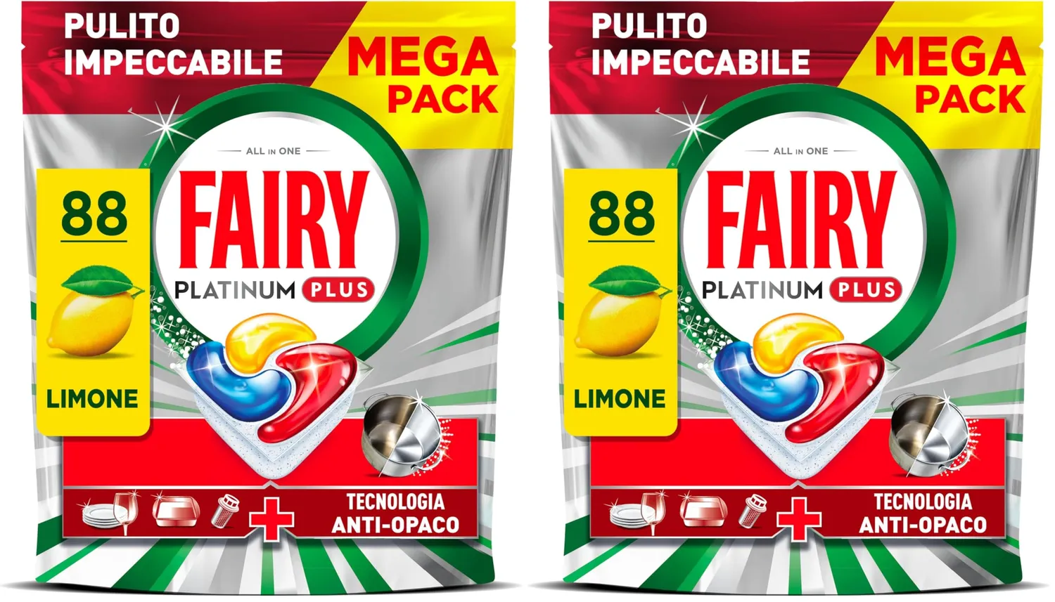 Fairy Platinum Plus pastiglie lavastoviglie 125pz limone