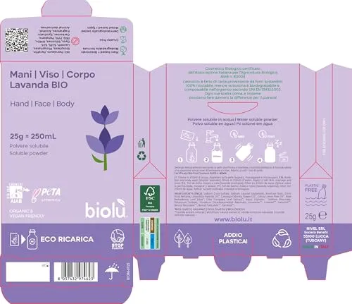 Biolù Solubili detergente polvere 25 g lavanda 250 ml