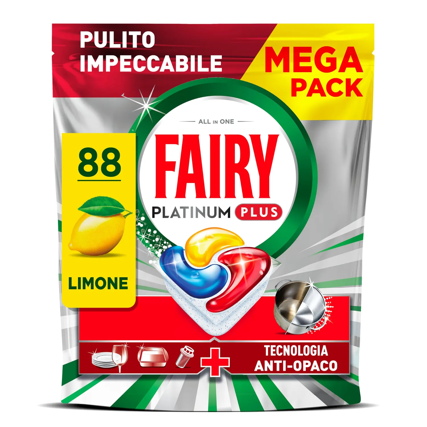 Fairy Platinum Plus pastiglie lavastoviglie 125pz limone