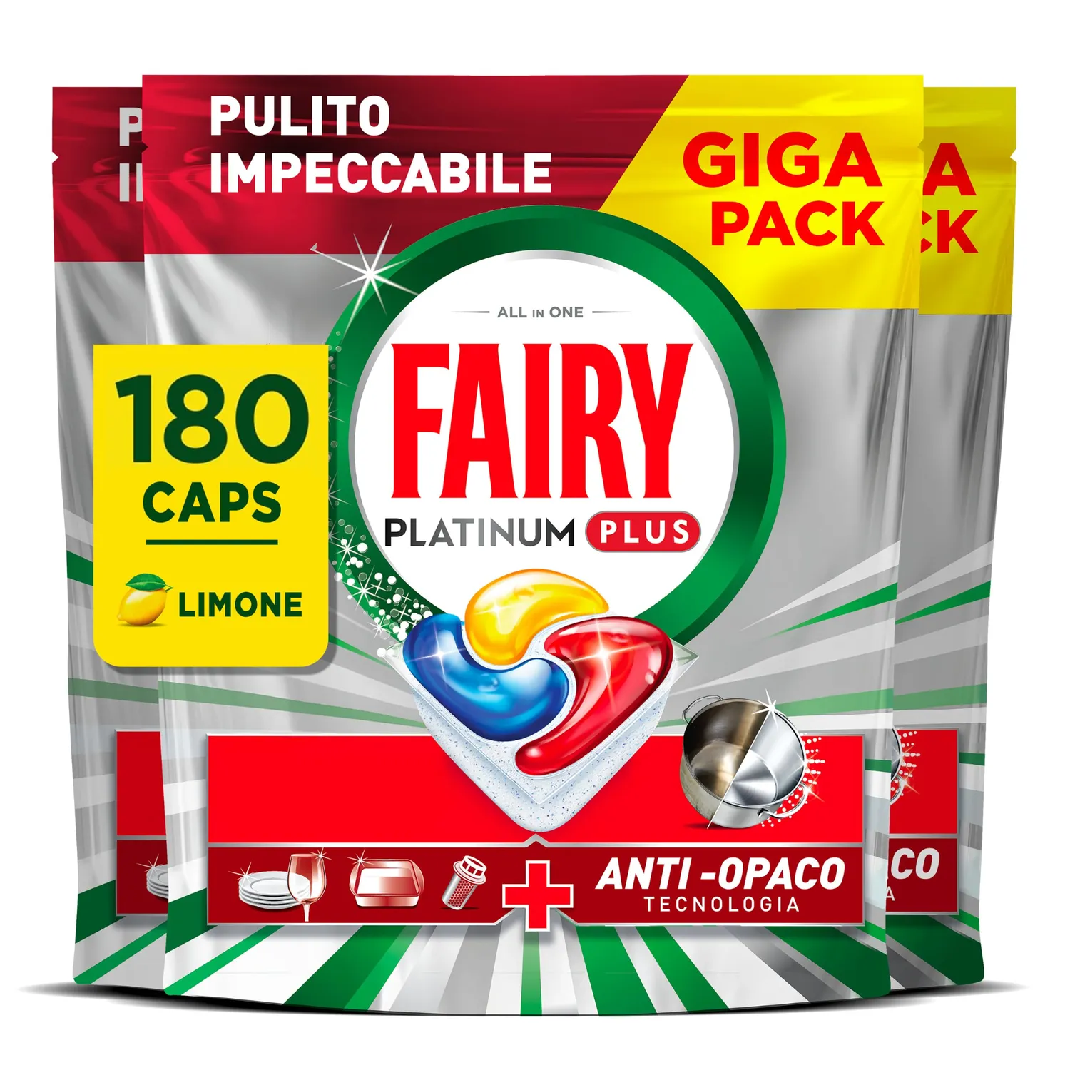 Fairy Platinum Plus pastiglie lavastoviglie 150 capsule limone