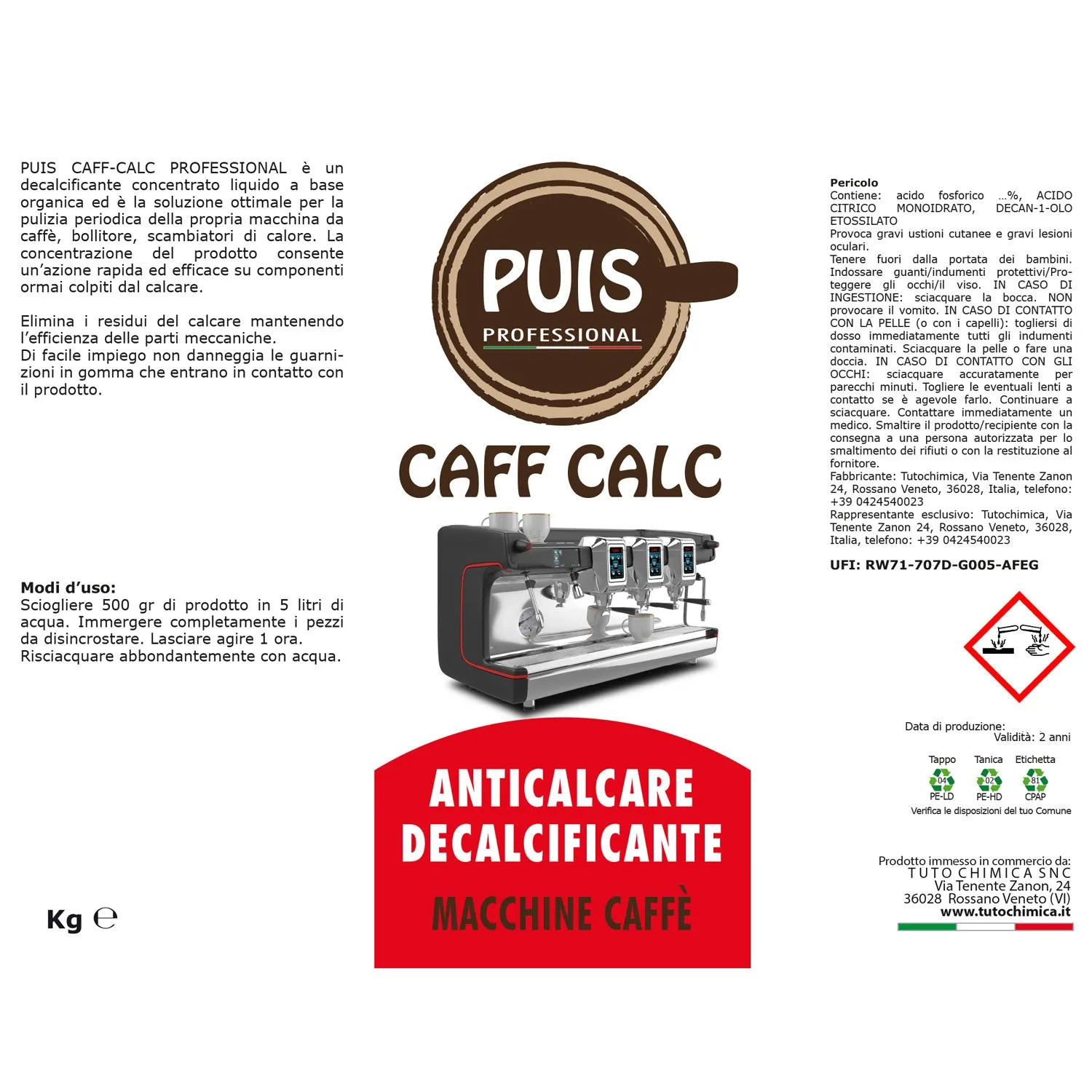 Tuto Chimica Puis Caff-Calc decalcificante caffe 1 kg liquido