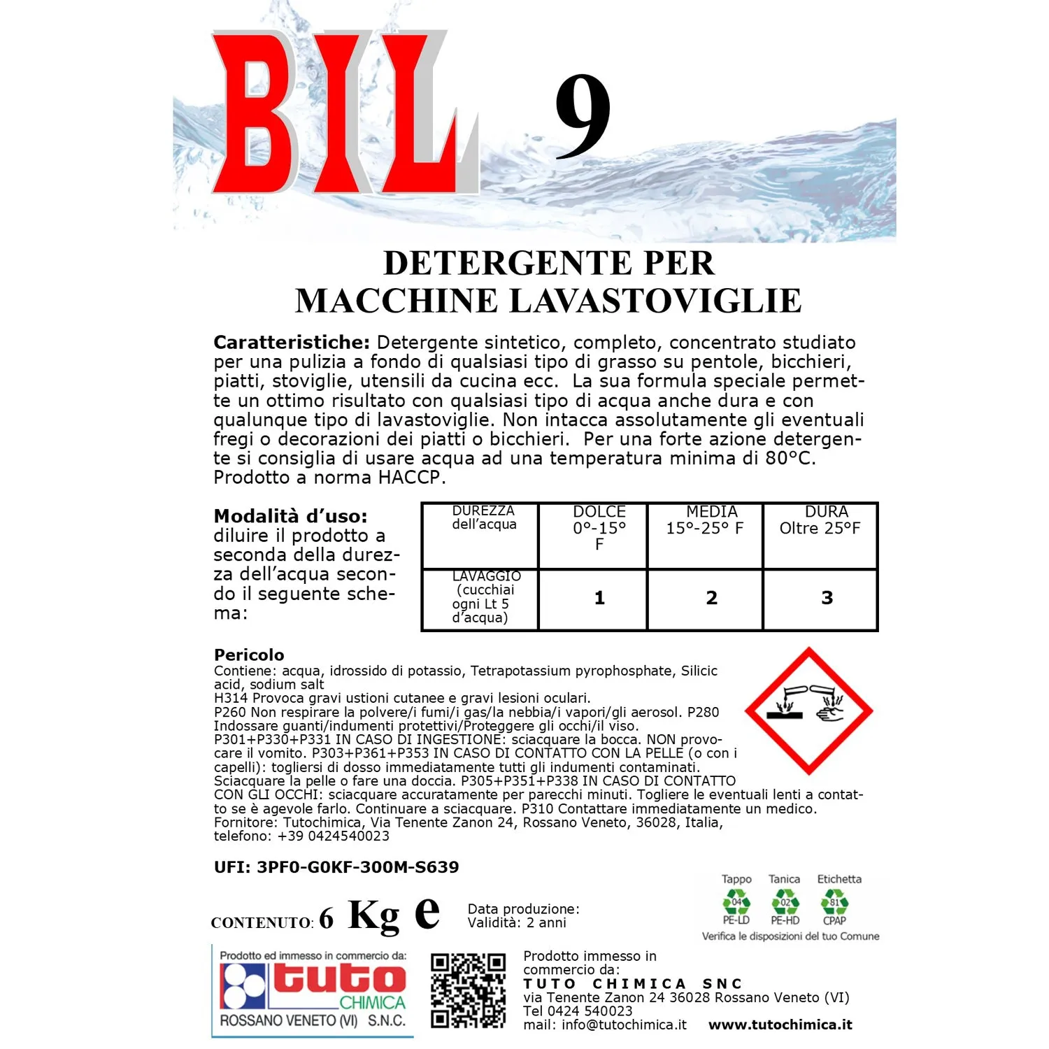 Tuto Chimica Bil 9 detersivo lavastoviglie 5 L sgrassante