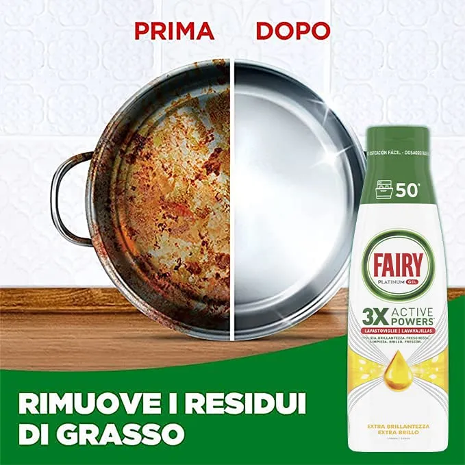 Fairy Platinum Limone gel lavastoviglie 50 lavaggi brillantezza