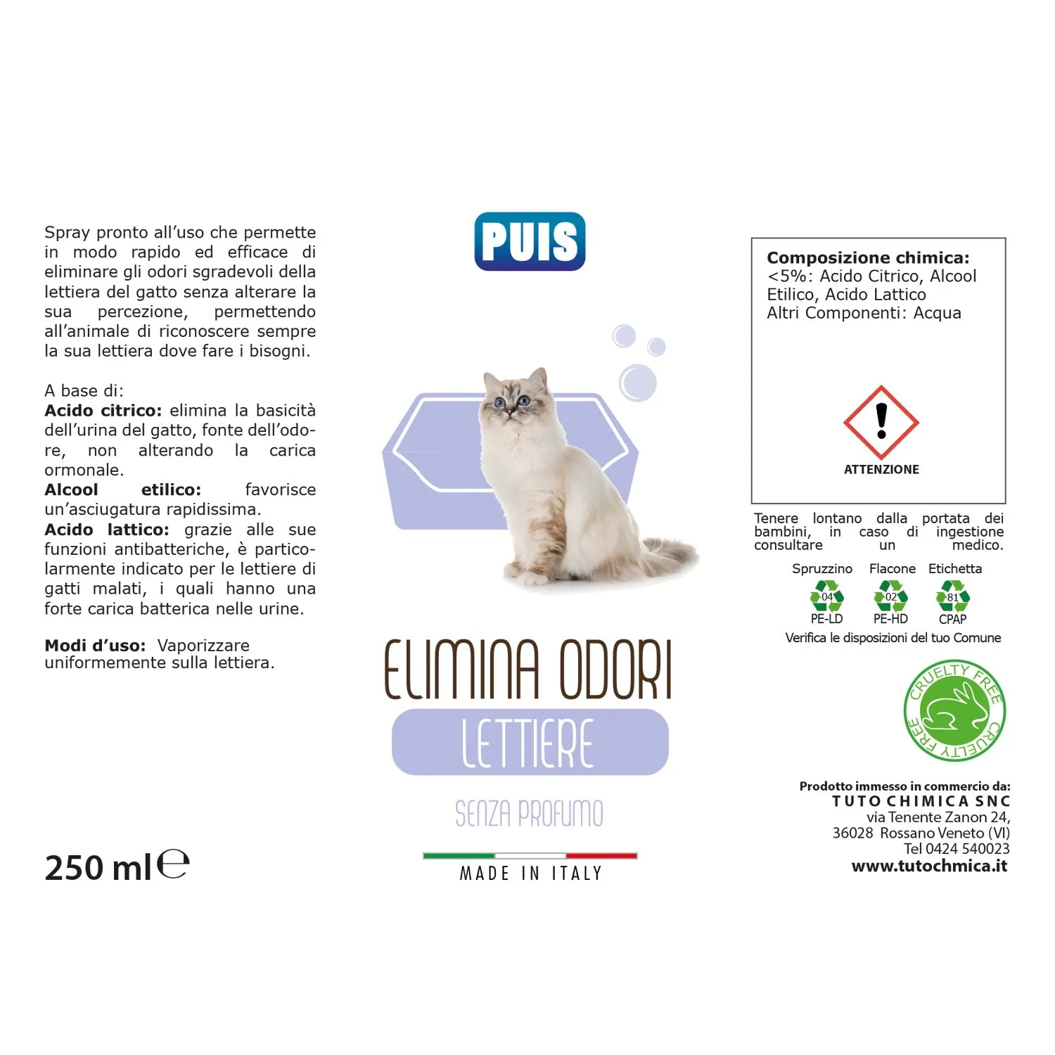 Puis Elimina Odori spray lettiera gatto 250ml citrico