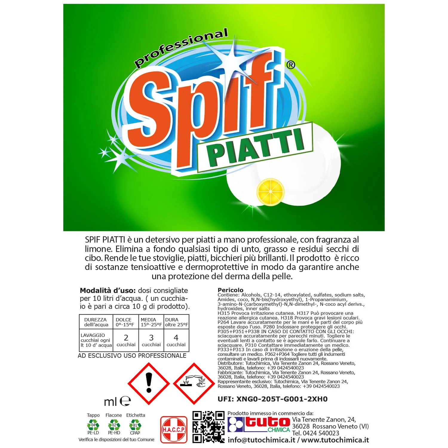 Spif Tuto Chimica Piatti a Mano 1L limone