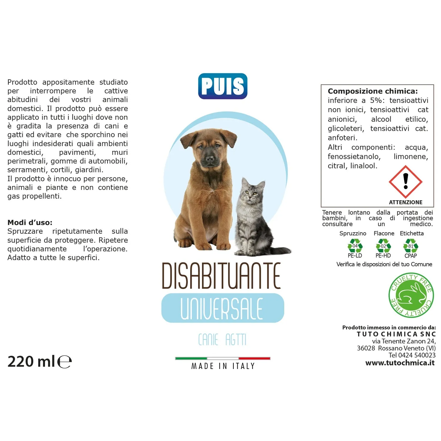 Tuto Chimica Puis disabituante spray 220 ml menta e limone