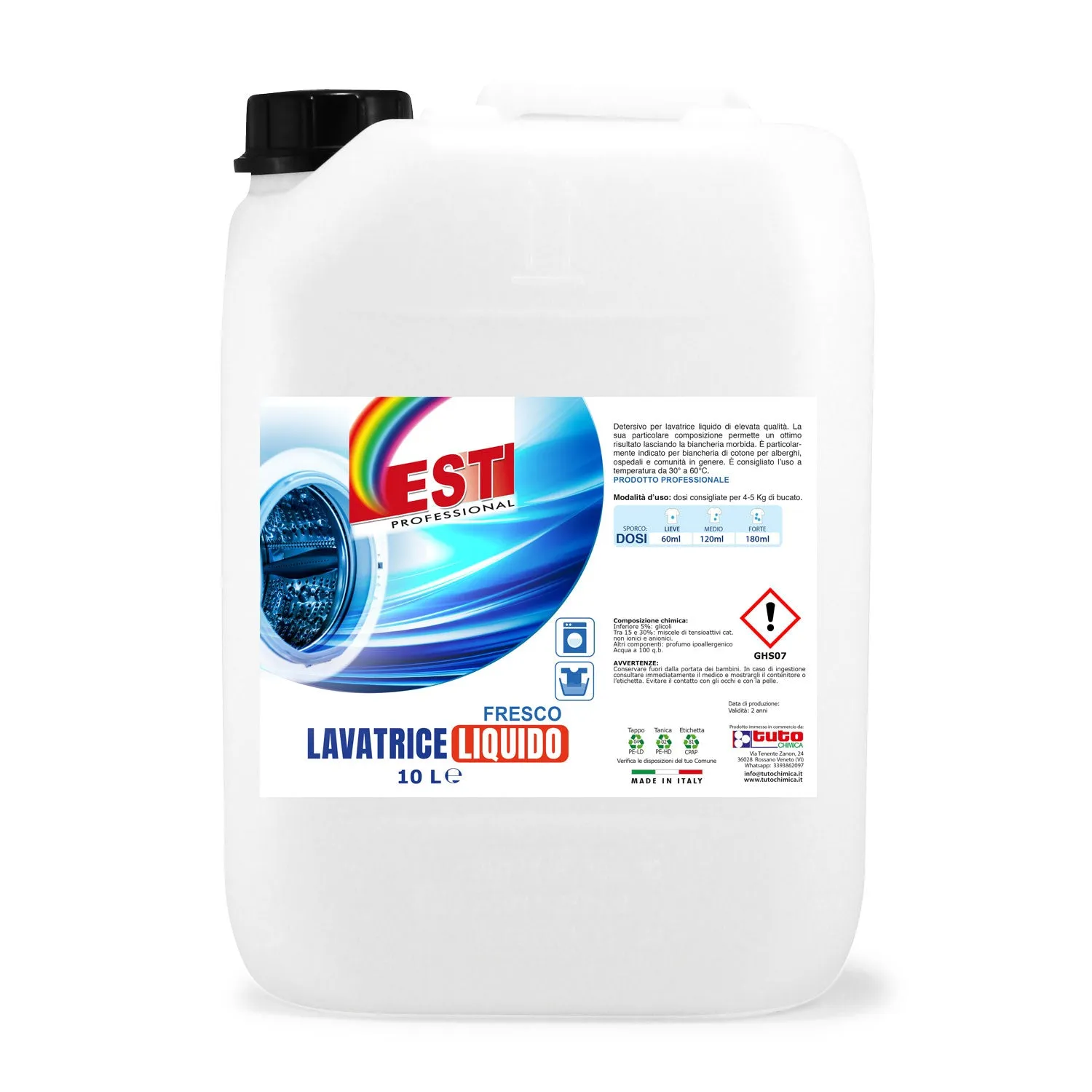 Tuto Chimica Est detersivo lavatrice liquido 5 L professionale