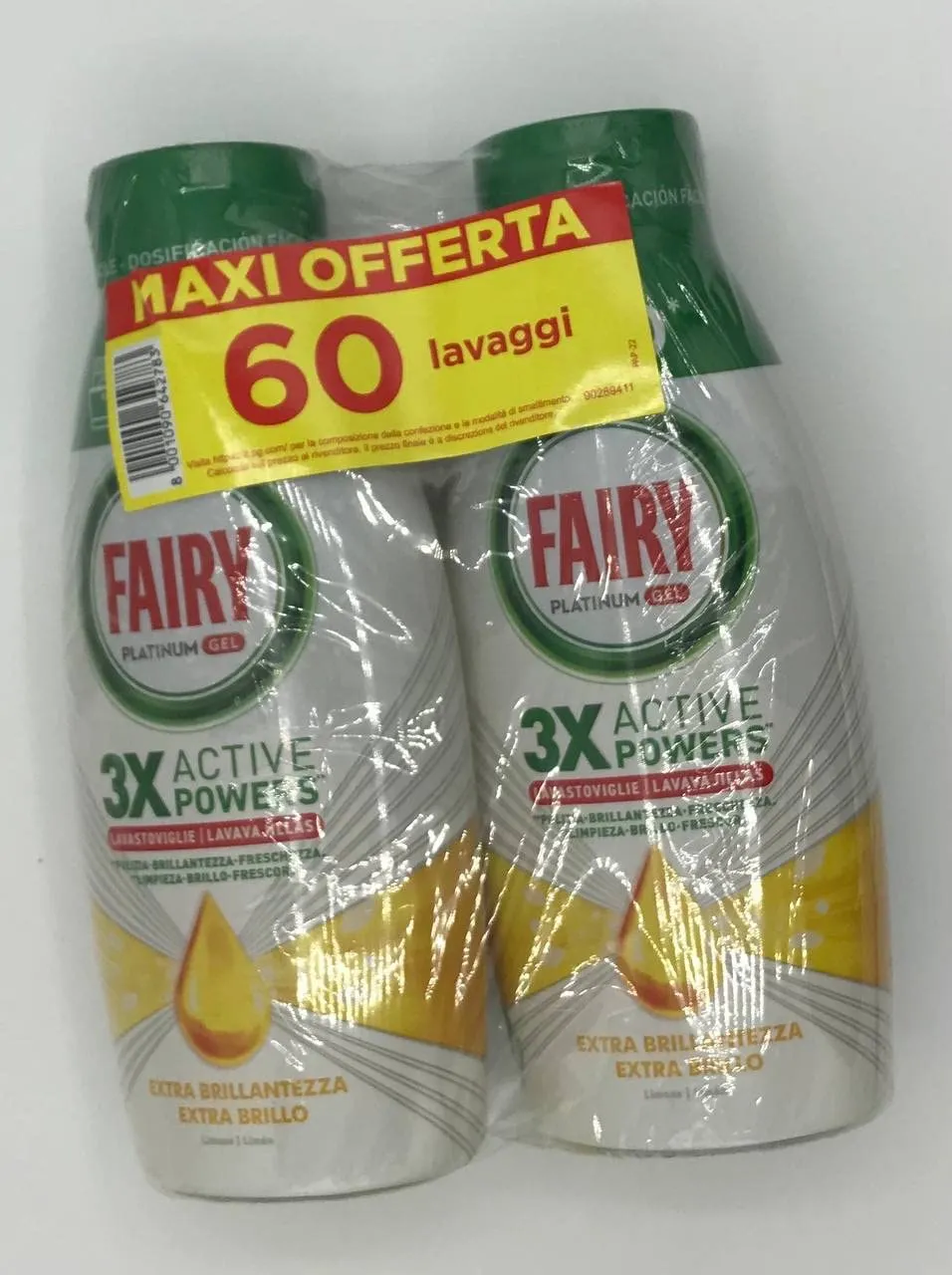 Fairy Platinum Gel Lavastoviglie 60 Lavaggi Limone Brillantezza
