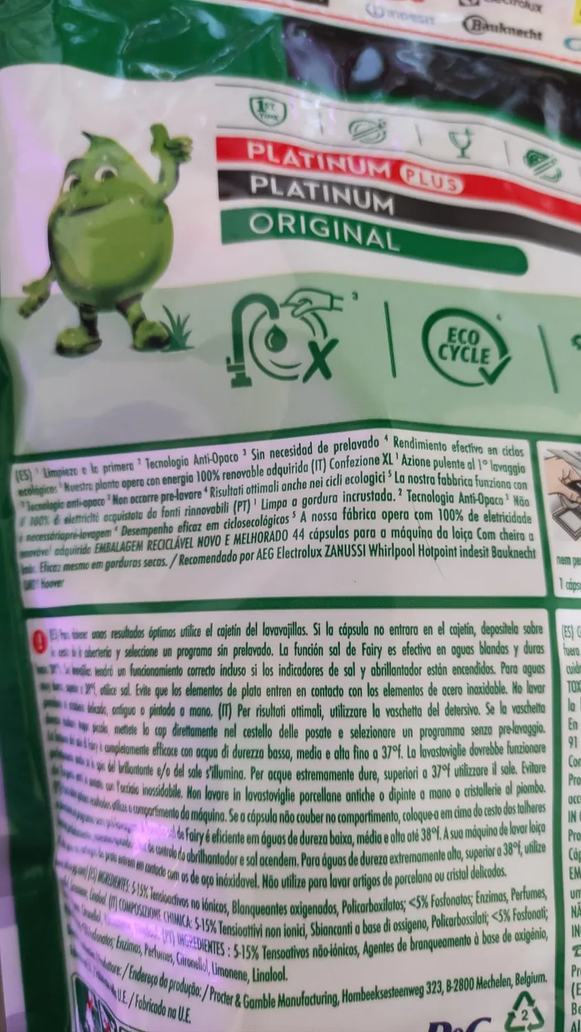 Fairy Original Limone pastiglie lavastoviglie 44 capsule brillanti