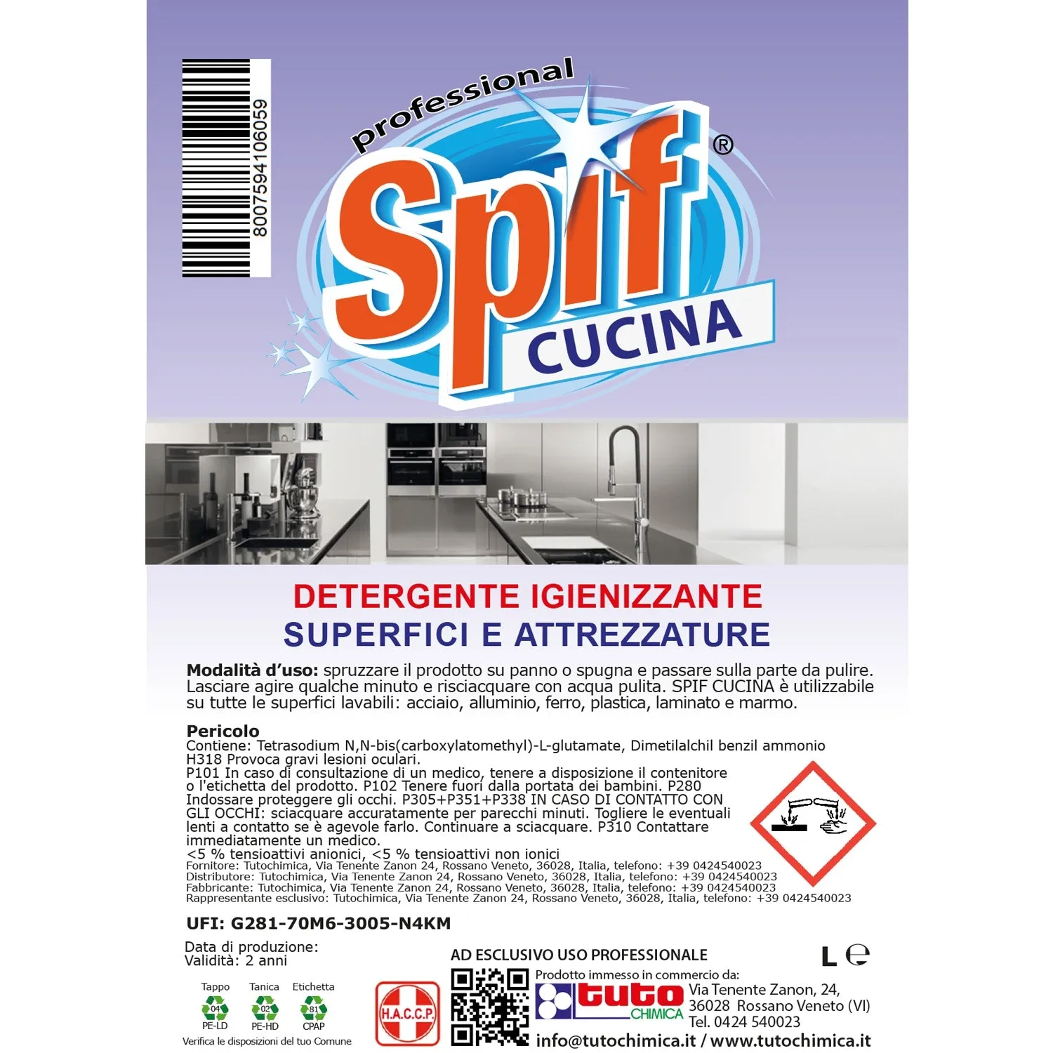 Tuto Chimica Spif Cucina sgrassatore 500 ML igienizzante