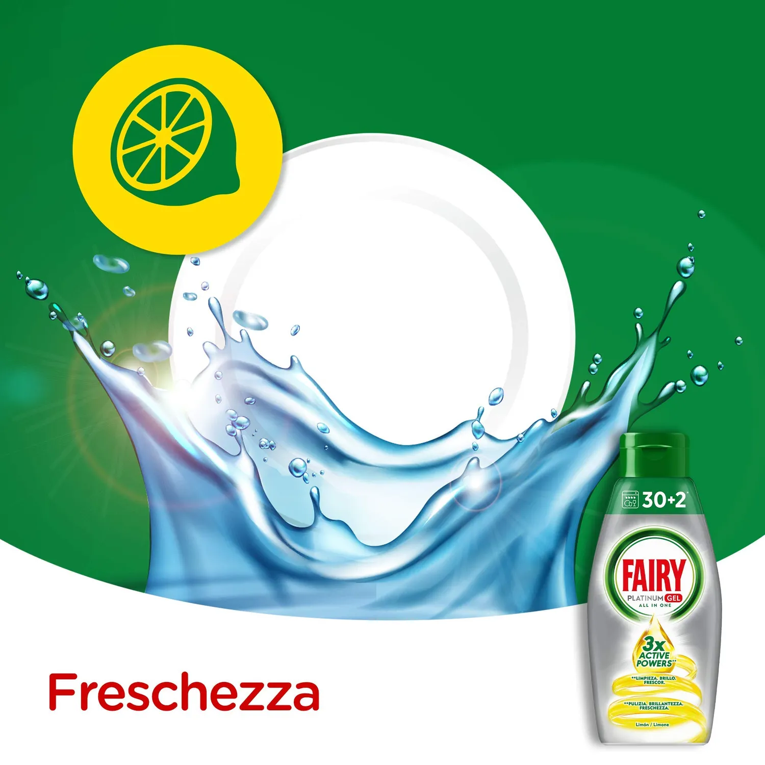 Fairy Platinum Gel lavastoviglie 384 lavaggi limone