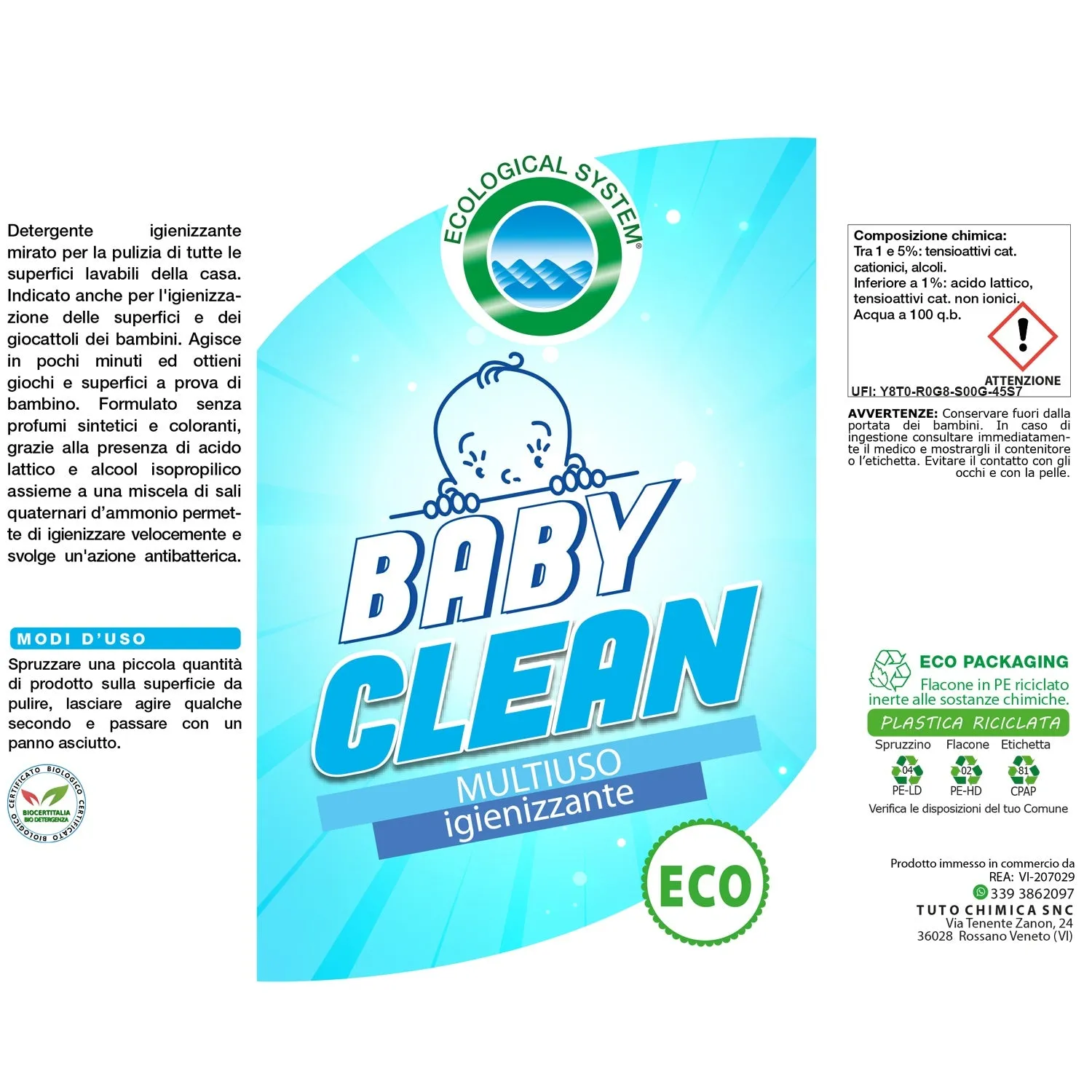 Tuto Chimica Baby Clean 500 ml Detergente Igienizzante Bambini