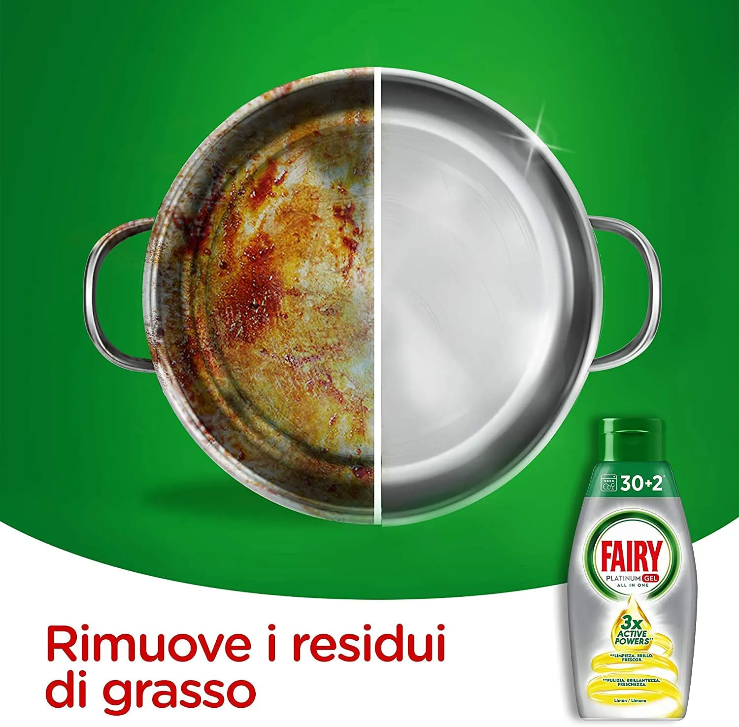 Fairy Platinum Gel lavastoviglie 128 lavaggi limone