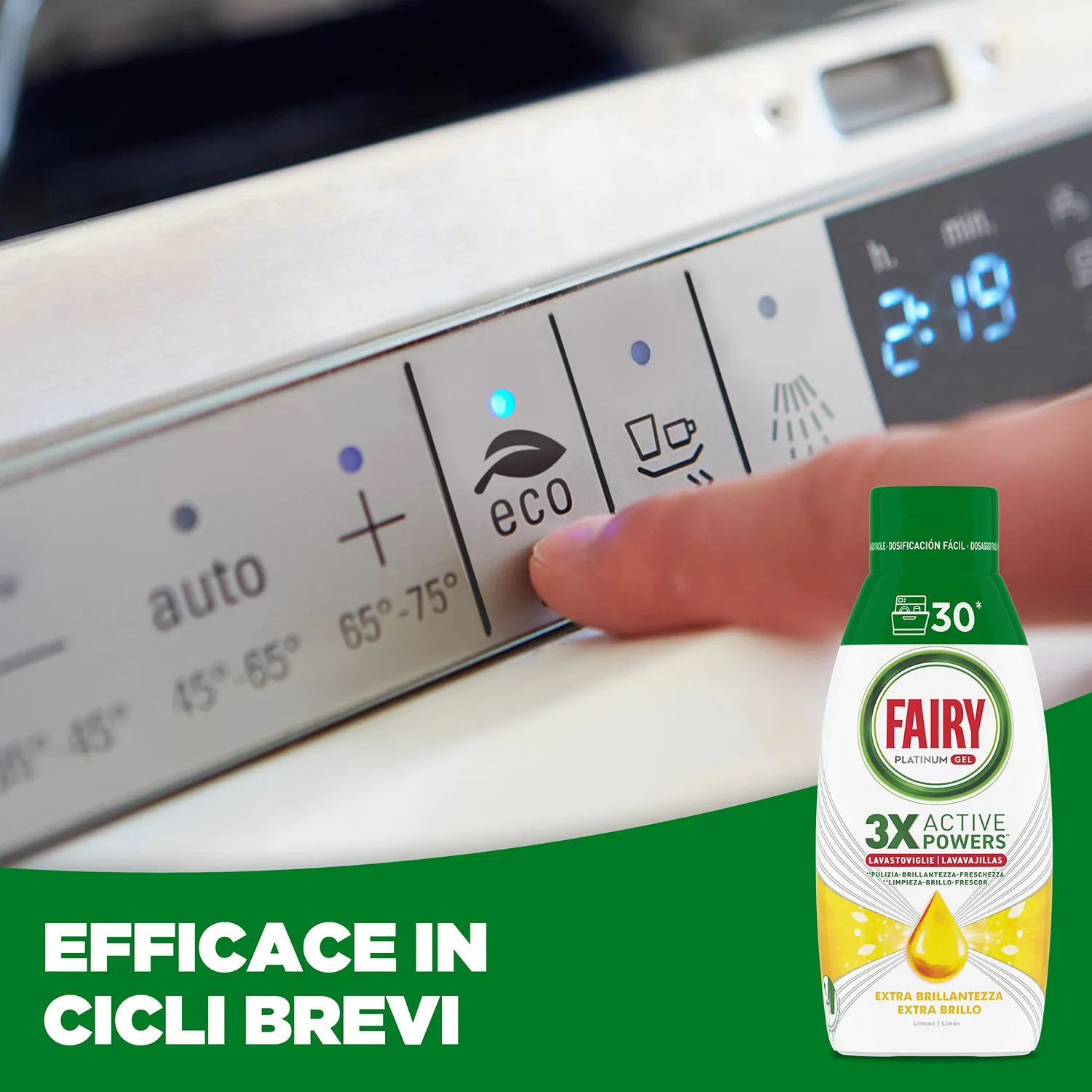 Fairy Platinum Gel Lavastoviglie 60 Lavaggi Limone Brillantezza