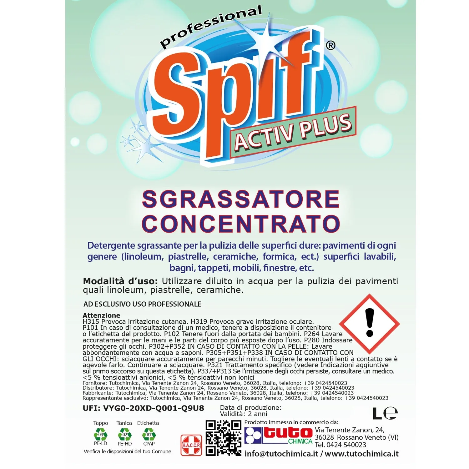 Tuto Chimica Spif Activ Plus sgrassatore concentrato 1L