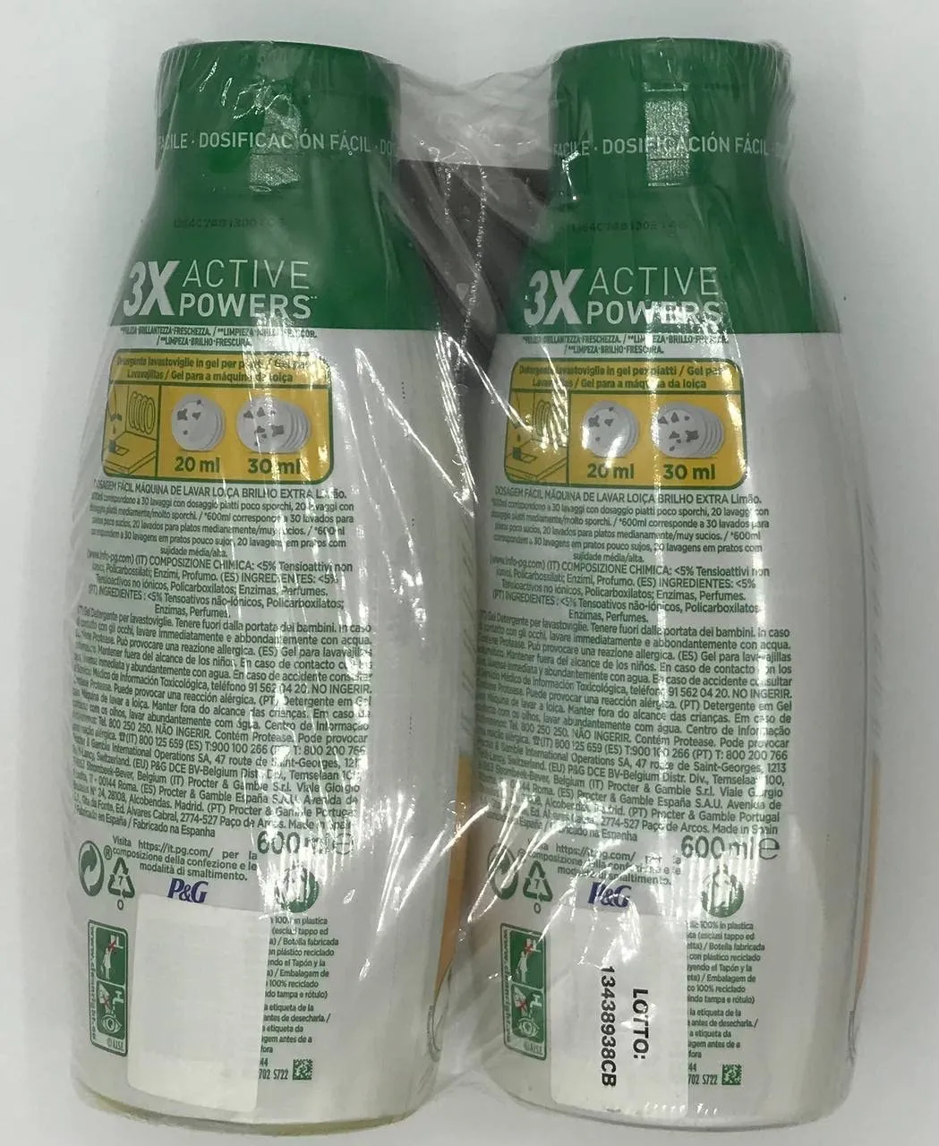 Fairy Platinum Gel Lavastoviglie 60 Lavaggi Limone Brillantezza