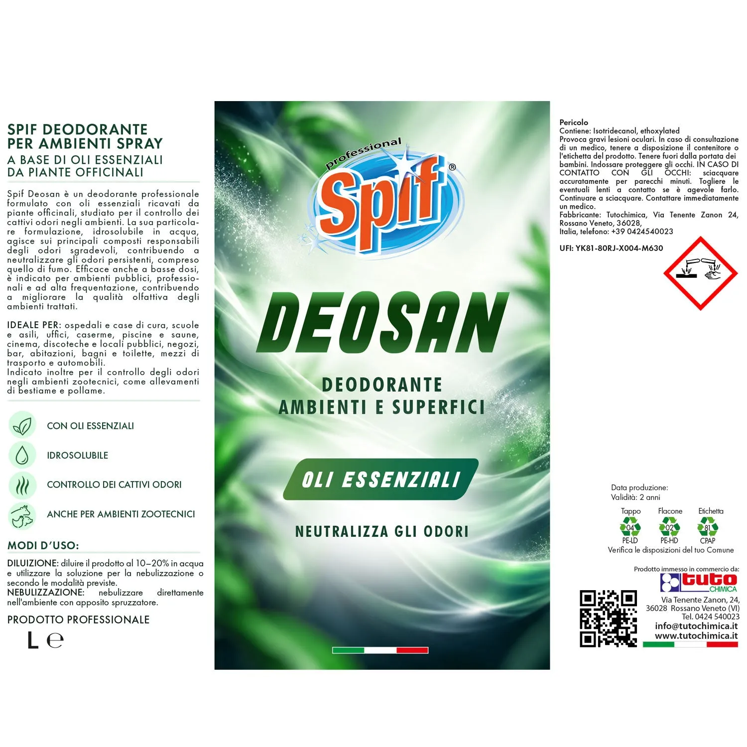 Tuto Chimica Spif Deosan deodorante ambienti 500ml oli essenziali