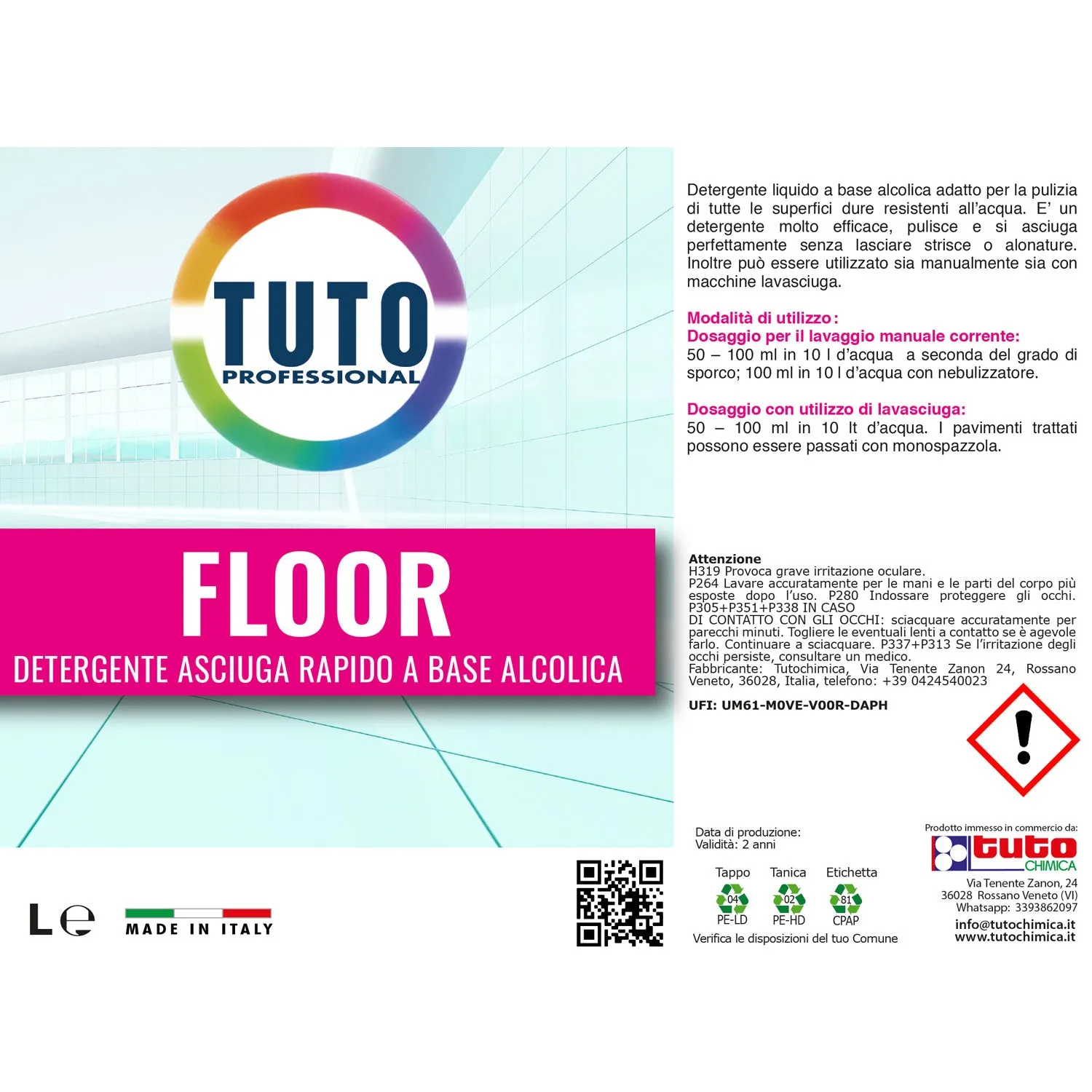 Tuto Floor Pavimenti Asciuga Rapido 1 L Detergente Pavimenti