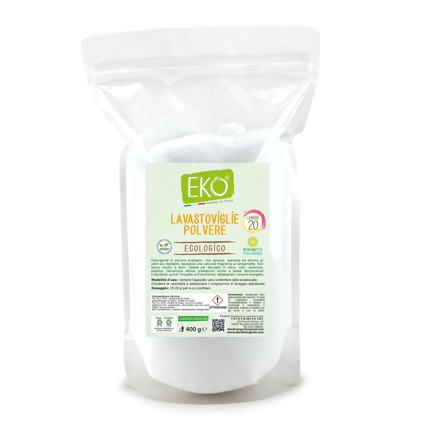 Tuto Chimica Eko detersivo lavastoviglie polvere 400g bergamotto