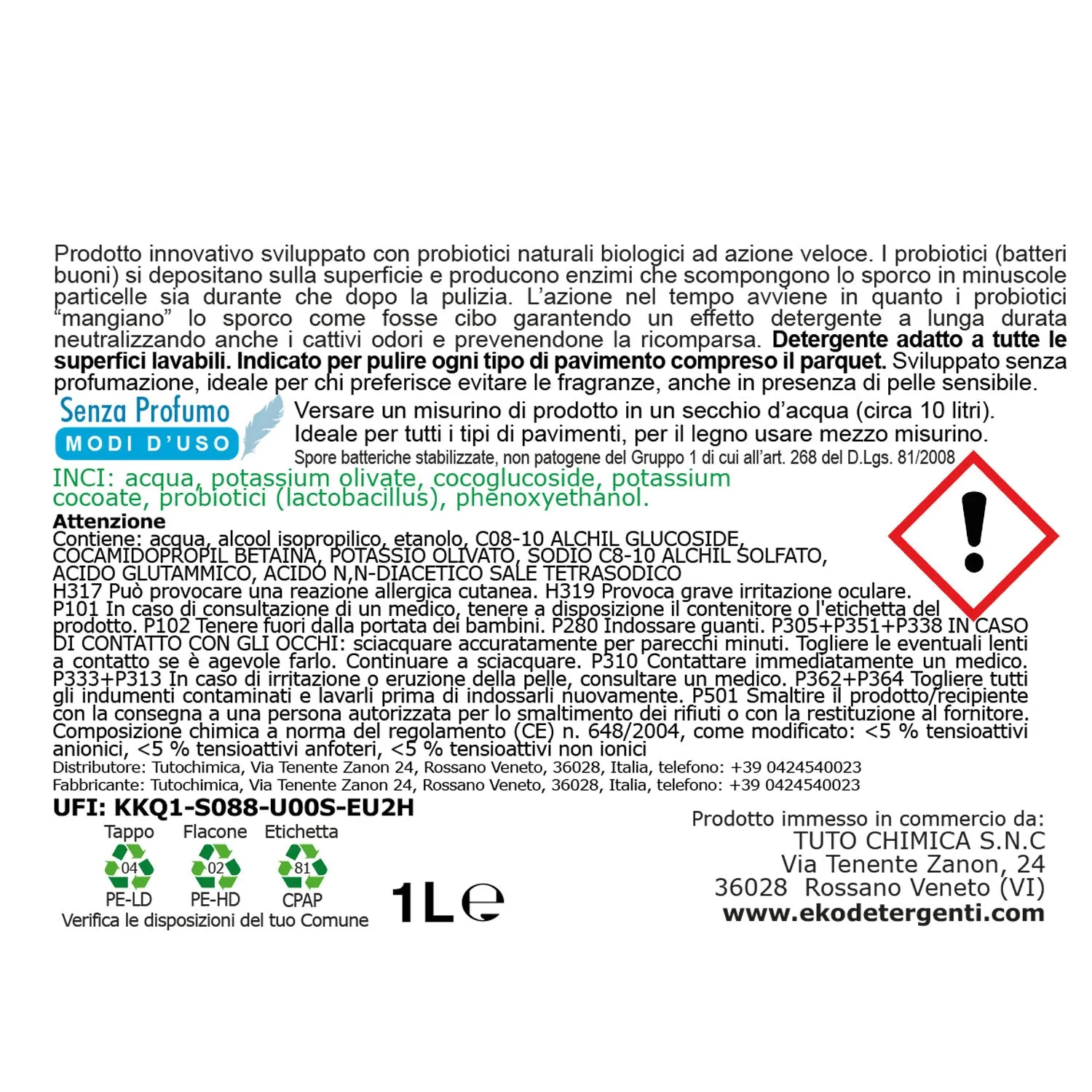 Tuto Chimica Eko detersivo pavimenti probiotici 1L neutro