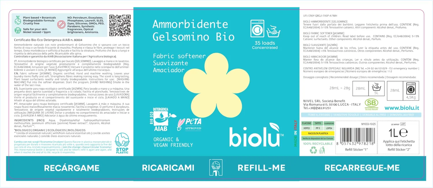 Biolù Gelsomino Ammorbidente Naturale Fiorito