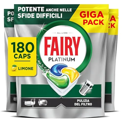 Fairy Platinum Limone capsule lavastoviglie 180 pz filtro pulito