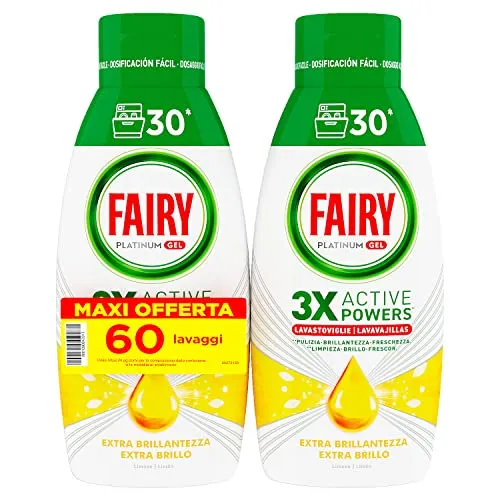 Fairy Platinum Gel Lavastoviglie 60 Lavaggi Limone Brillantezza