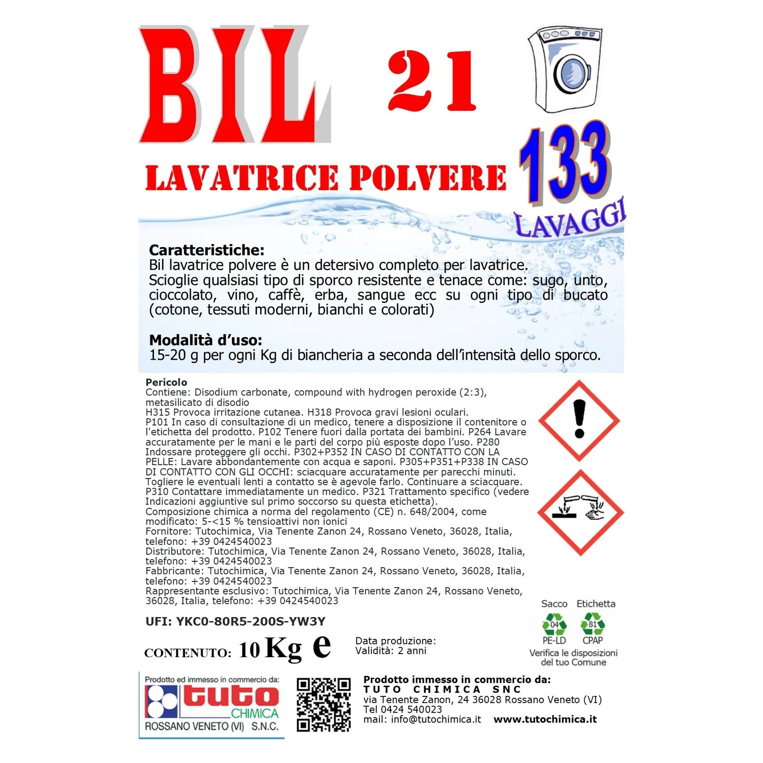 Tuto Chimica Bil 21 detersivo polvere 10kg smacchiante