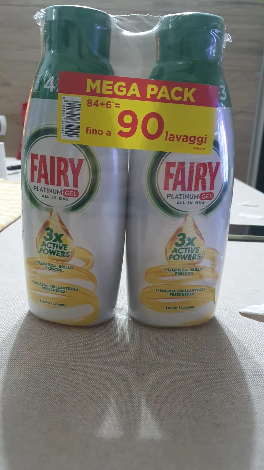 Fairy Platinum Gel lavastoviglie 128 lavaggi limone