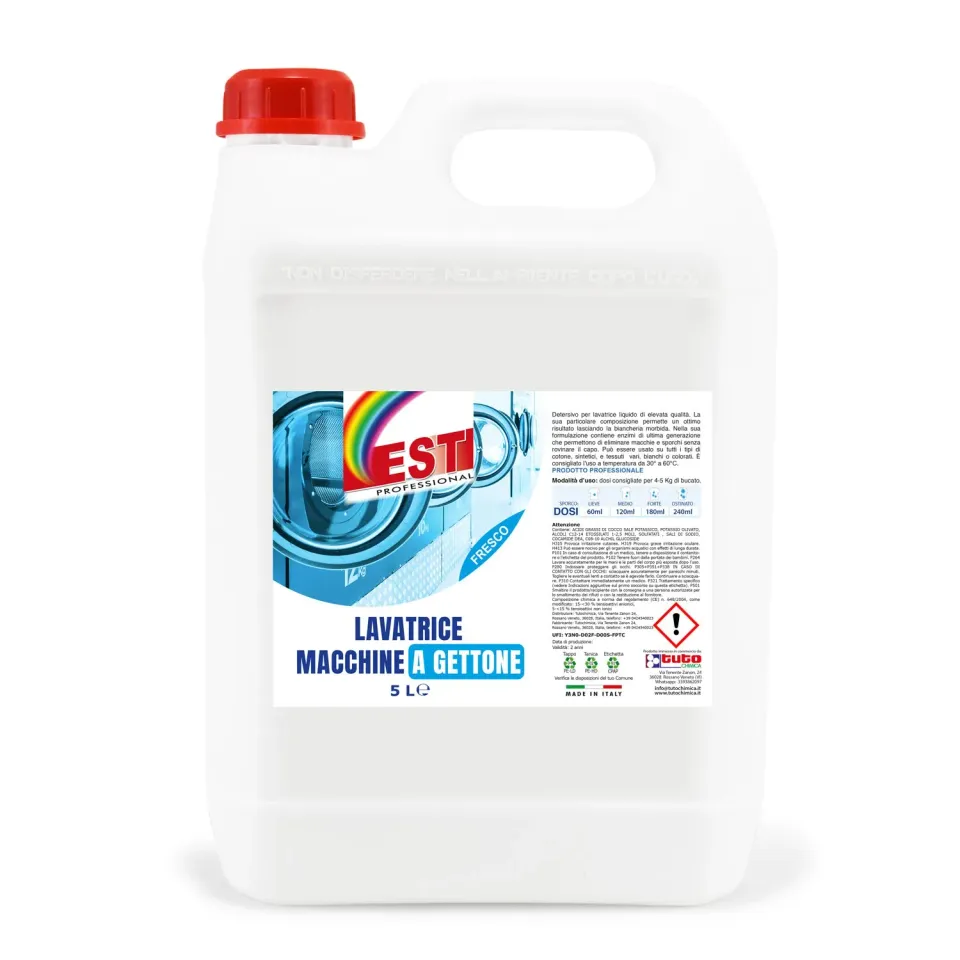 Tuto Chimica Est detersivo lavatrice gettone 5 L bassa schiuma