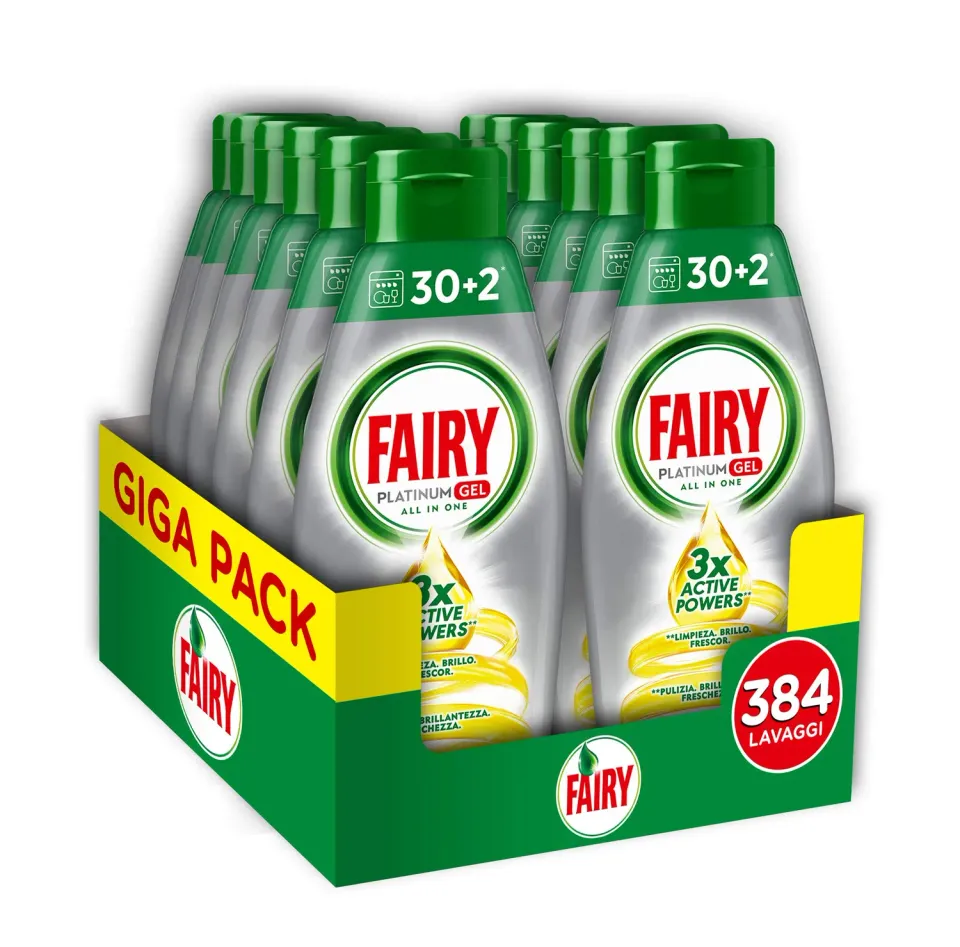 Fairy Platinum Gel lavastoviglie 384 lavaggi limone