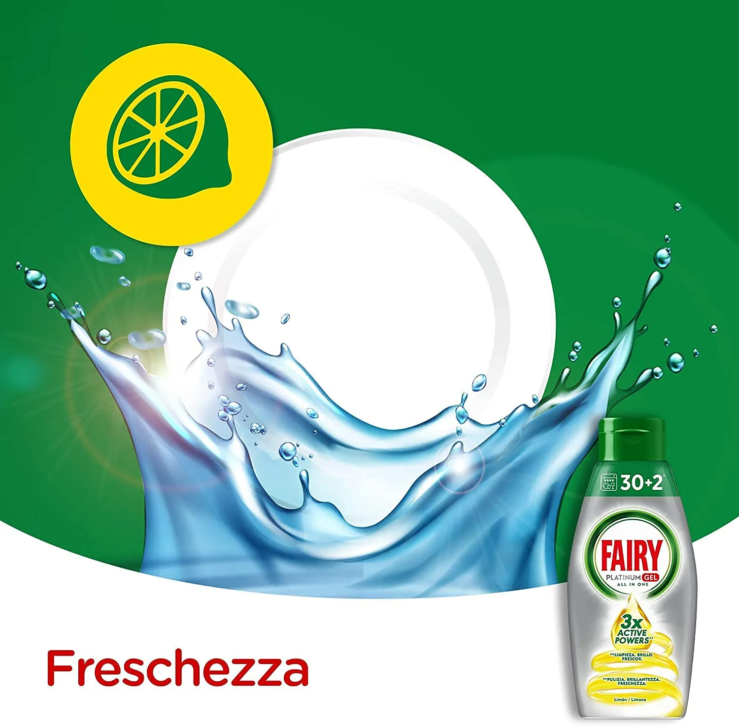 Fairy Platinum Gel lavastoviglie 128 lavaggi limone