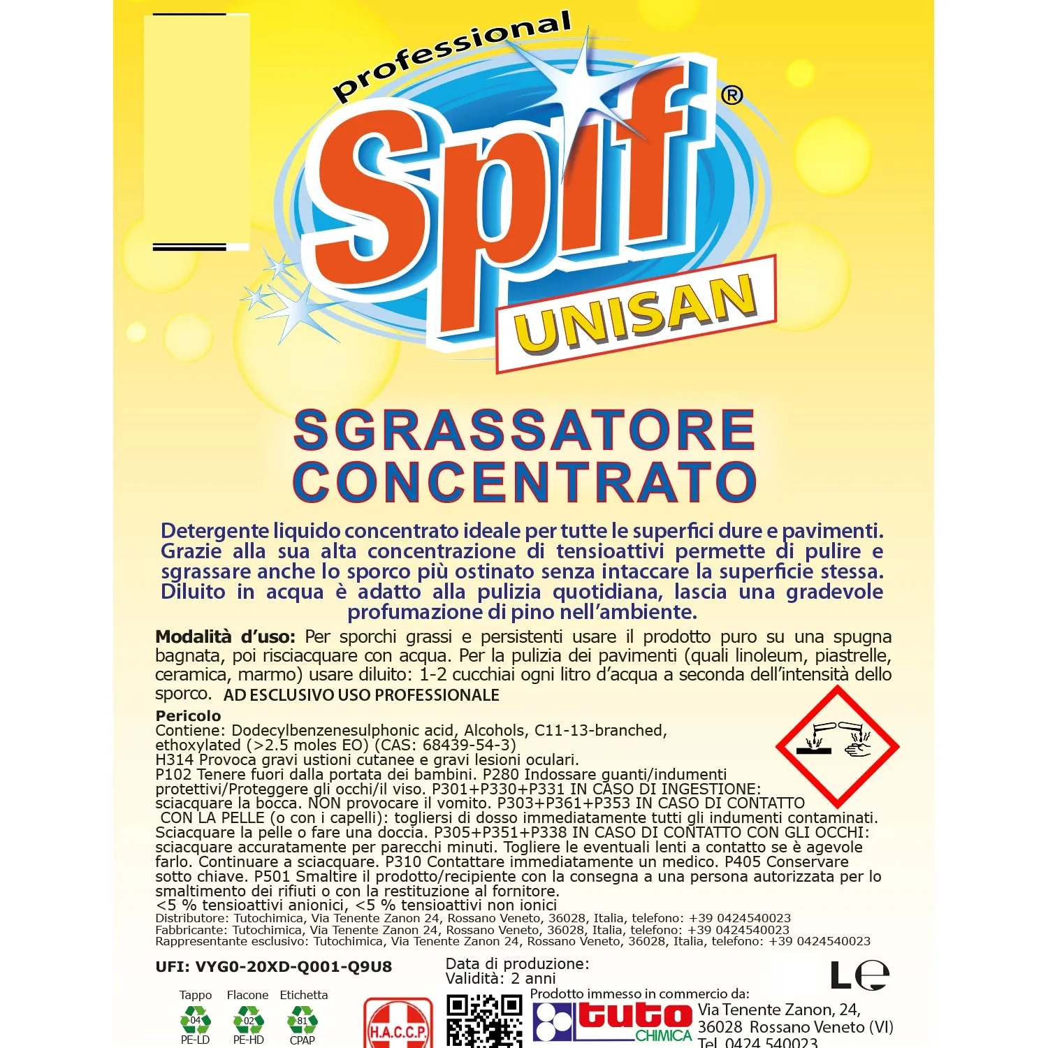 Tuto Chimica Spif Unisan detergente pavimenti pino 1L concentrato