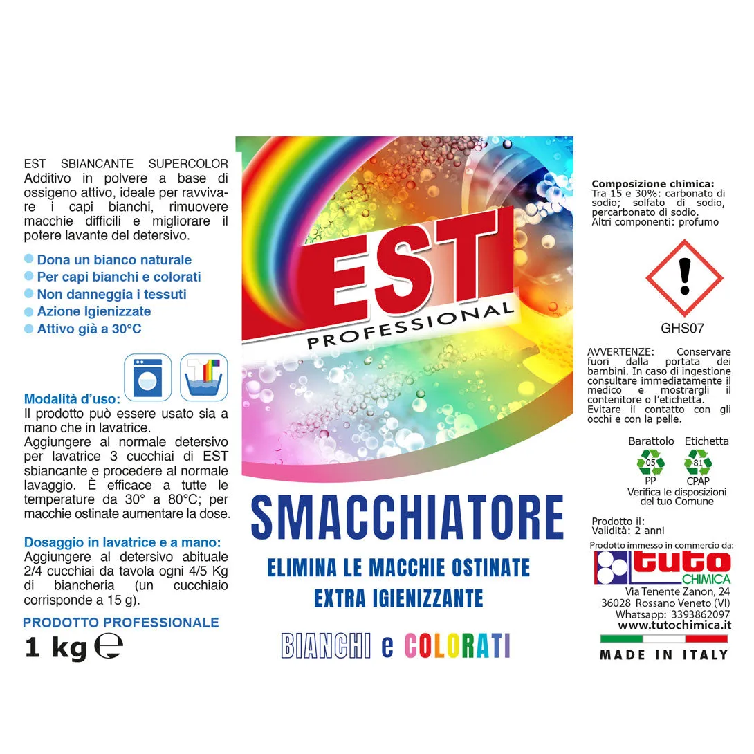 Tuto Chimica Est Supercolor smacchiatore polvere 1 kg ossigeno attivo