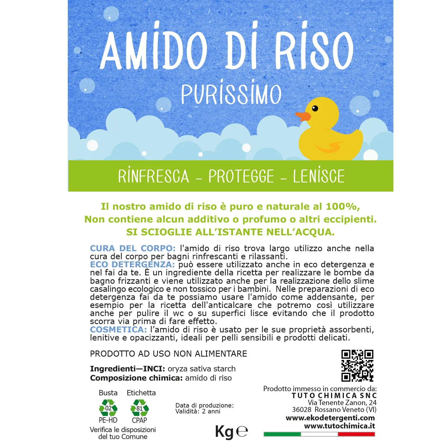 Tuto Chimica amido di riso puro 500 g delicato