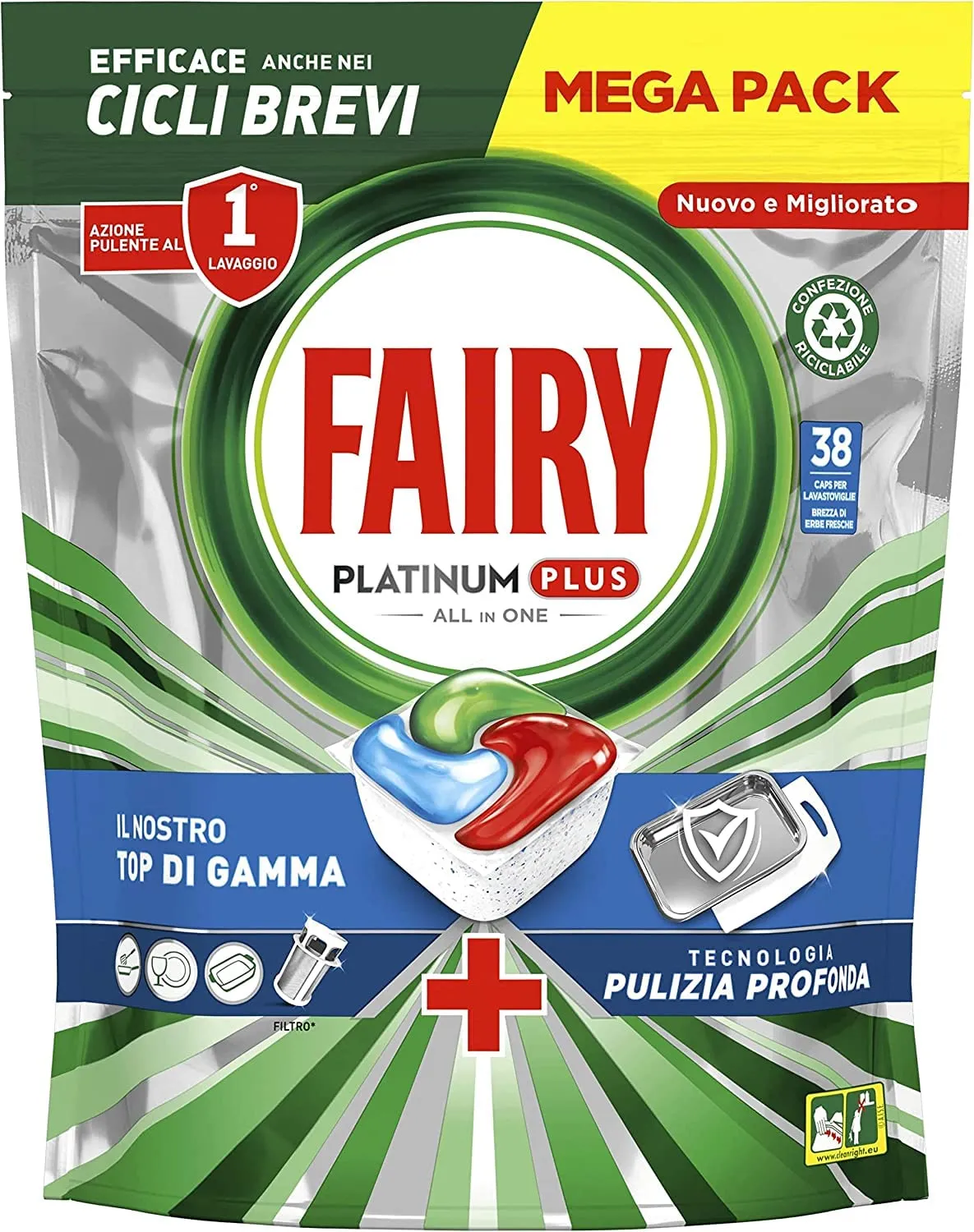 Fairy Platinum Plus capsule lavastoviglie 152 pezzi erbe fresche