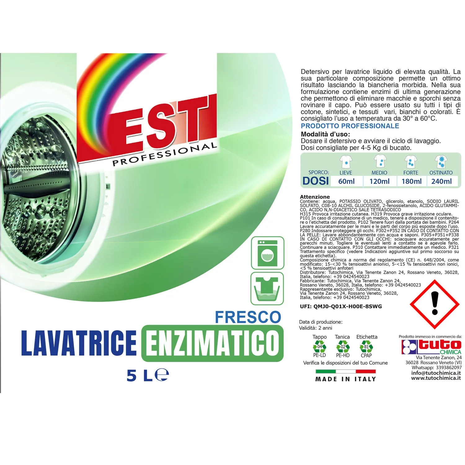 Tuto Chimica Est detersivo bucato enzimatico 1L bianchi colorati