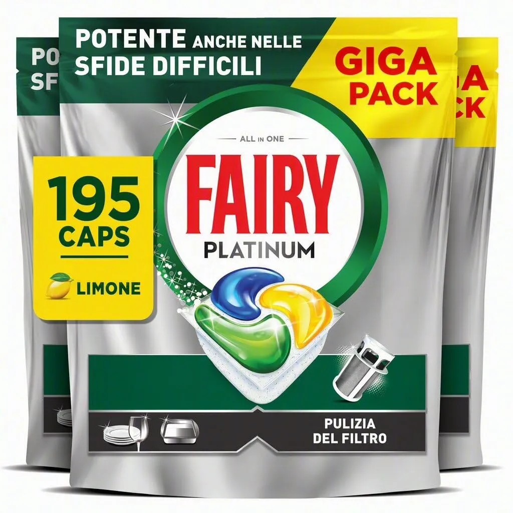Fairy Platinum Limone pastiglie lavastoviglie 66 capsule ciclo breve