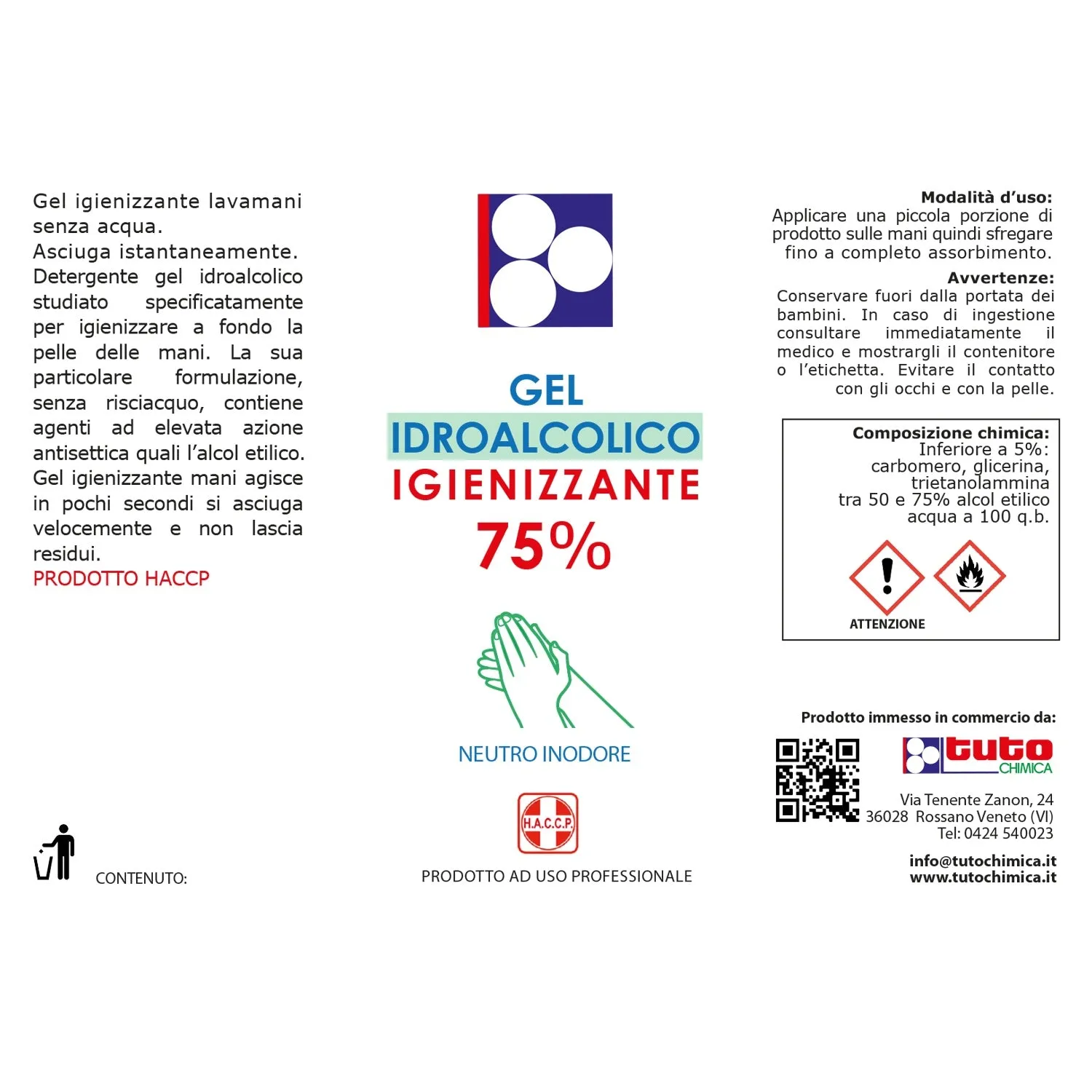 Tuto Chimica Gel Igienizzante Mani alcool 75% gel 100ml rapido