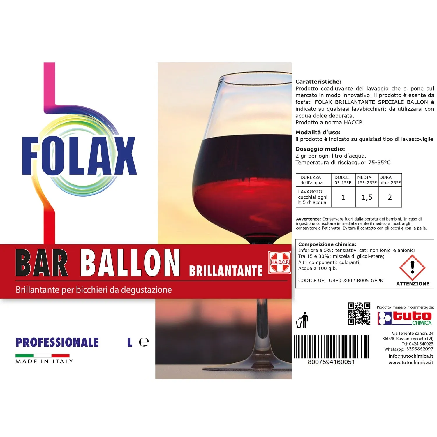 Tuto Chimica Folax Ballon brillantante lavastoviglie 5 L neutro