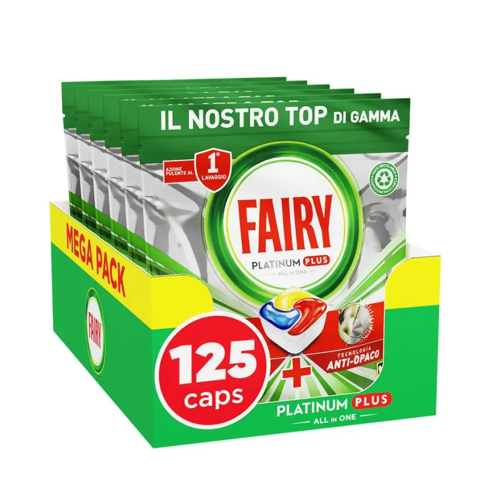 Fairy Platinum Plus Pastiglie Lavastoviglie 125 Caps Limone Brillantante