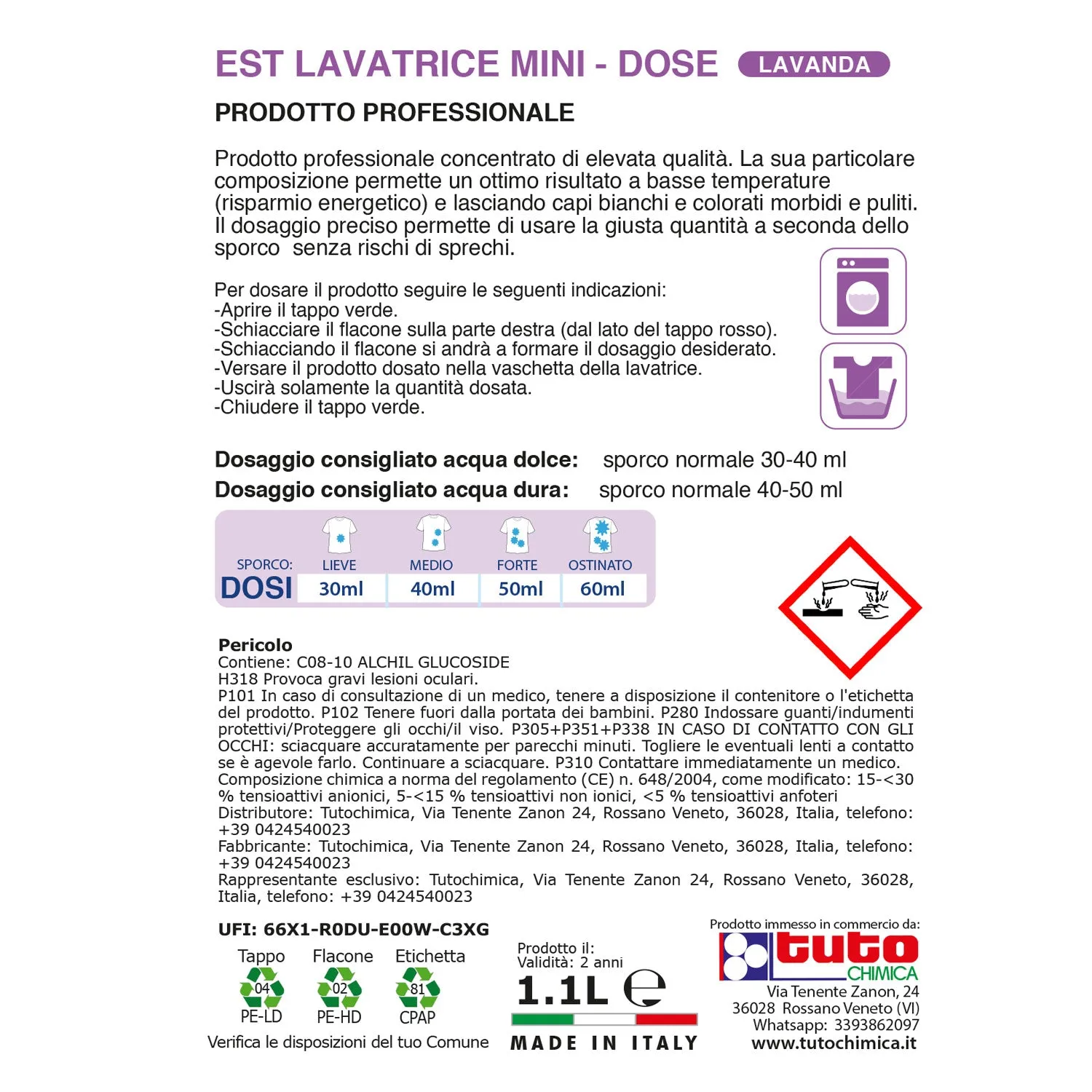 Tuto Chimica EST Detersivo Lavatrice Liquido 1,1L Concentrato
