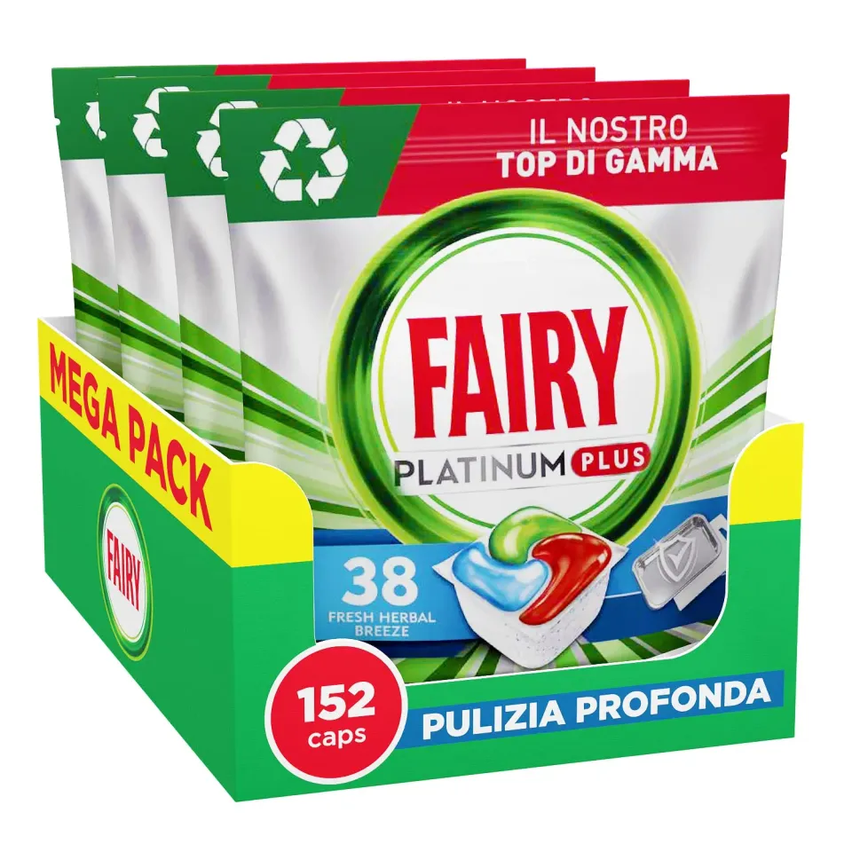 Fairy Platinum Plus capsule lavastoviglie 152 pezzi erbe fresche