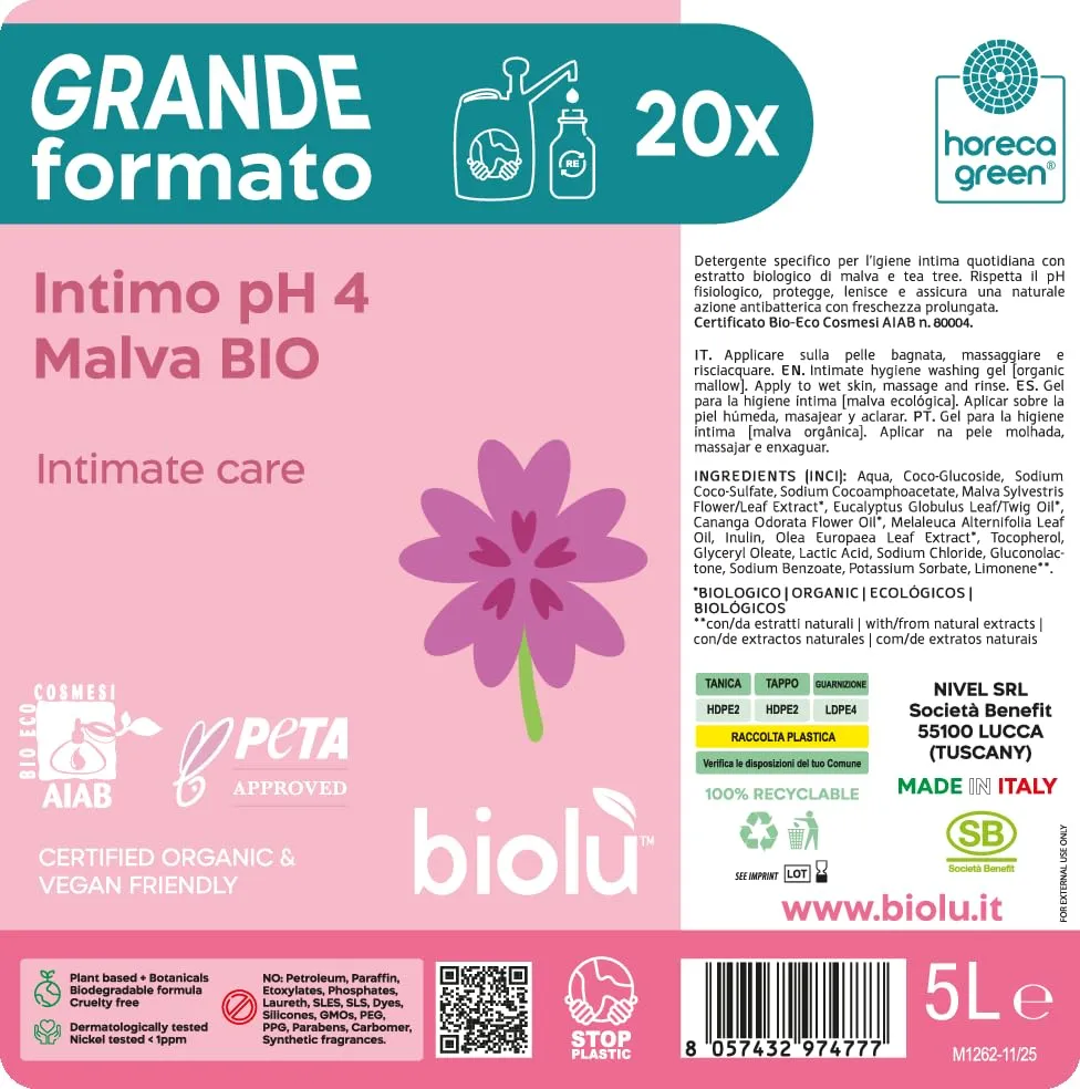 Biolù Intimo pH 4 detergente intimo tanica 5L antibatterico