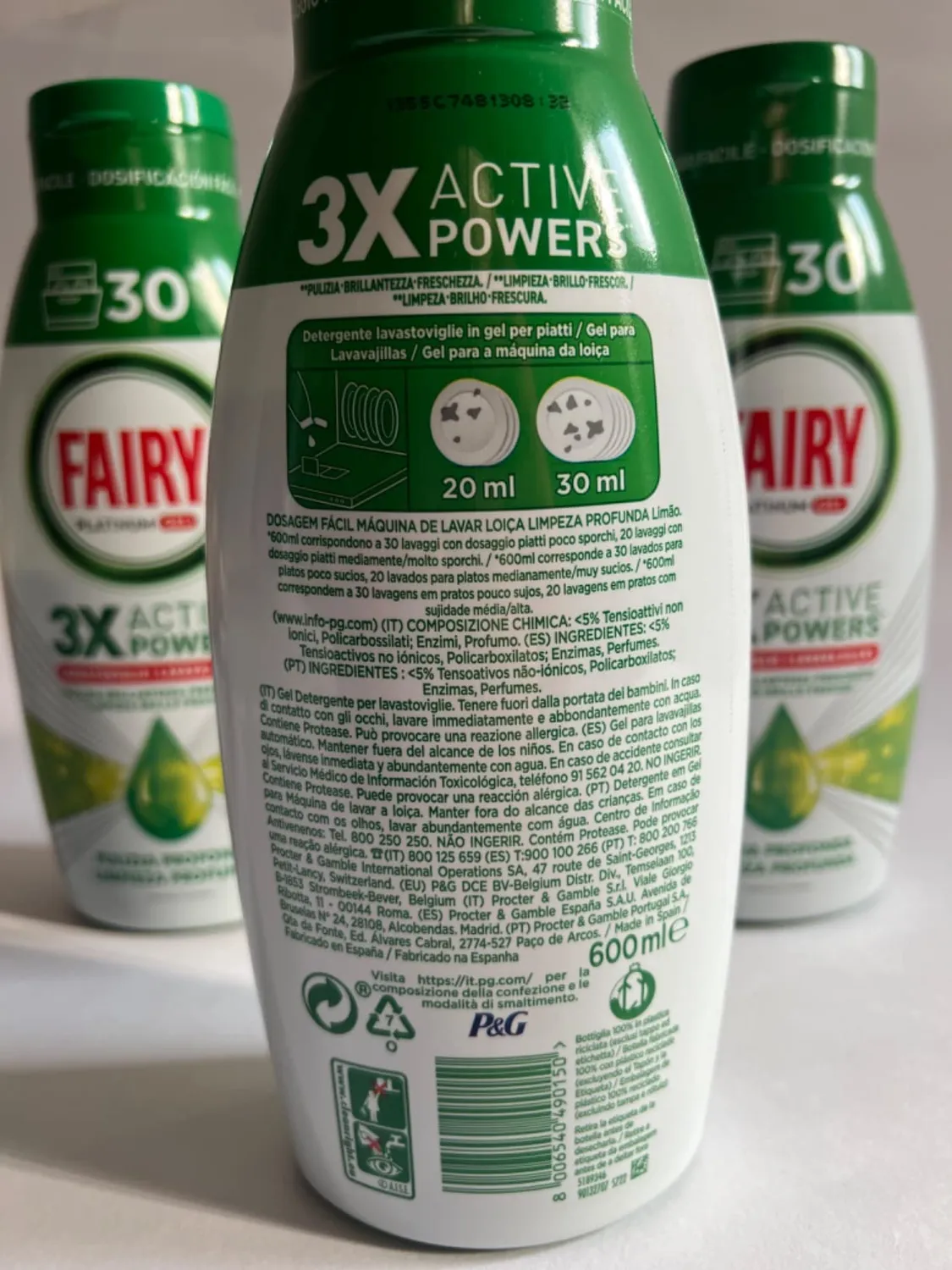 Fairy Platinum Gel lavastoviglie 384 lavaggi limone